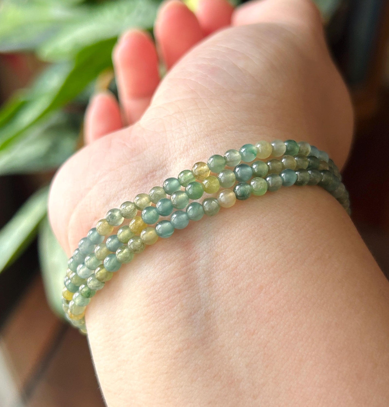 Natural Jadeite Beaded Stacked Bracelet or Necklace Jewelry | Guatemalan Type A Translucent Icy Multicolor Jade 3.5mm