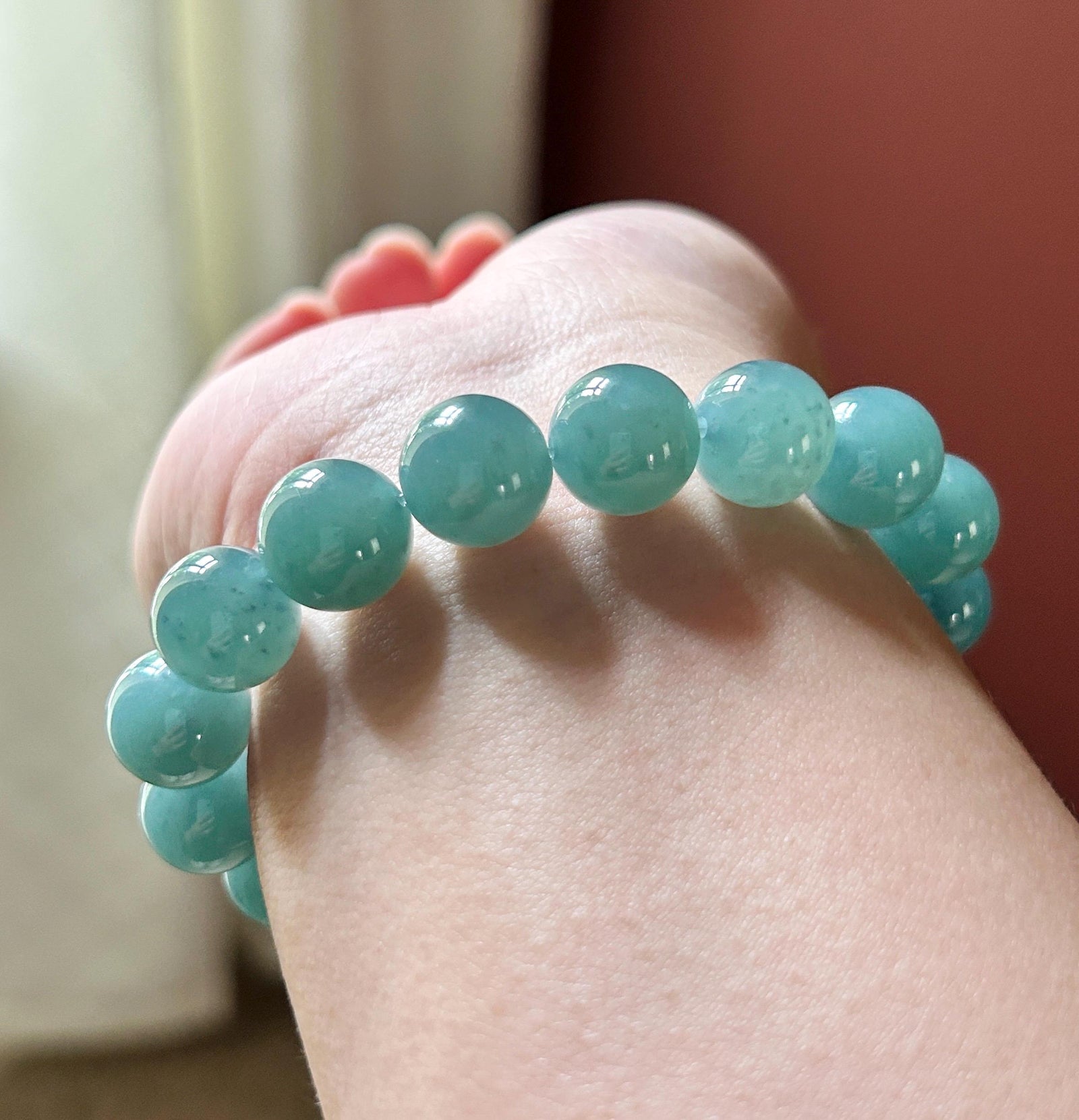 Natural Jadeite Unisex Bracelet | Guatemalan Type A Translucent Icy Blue Jade | 12mm Large Beads