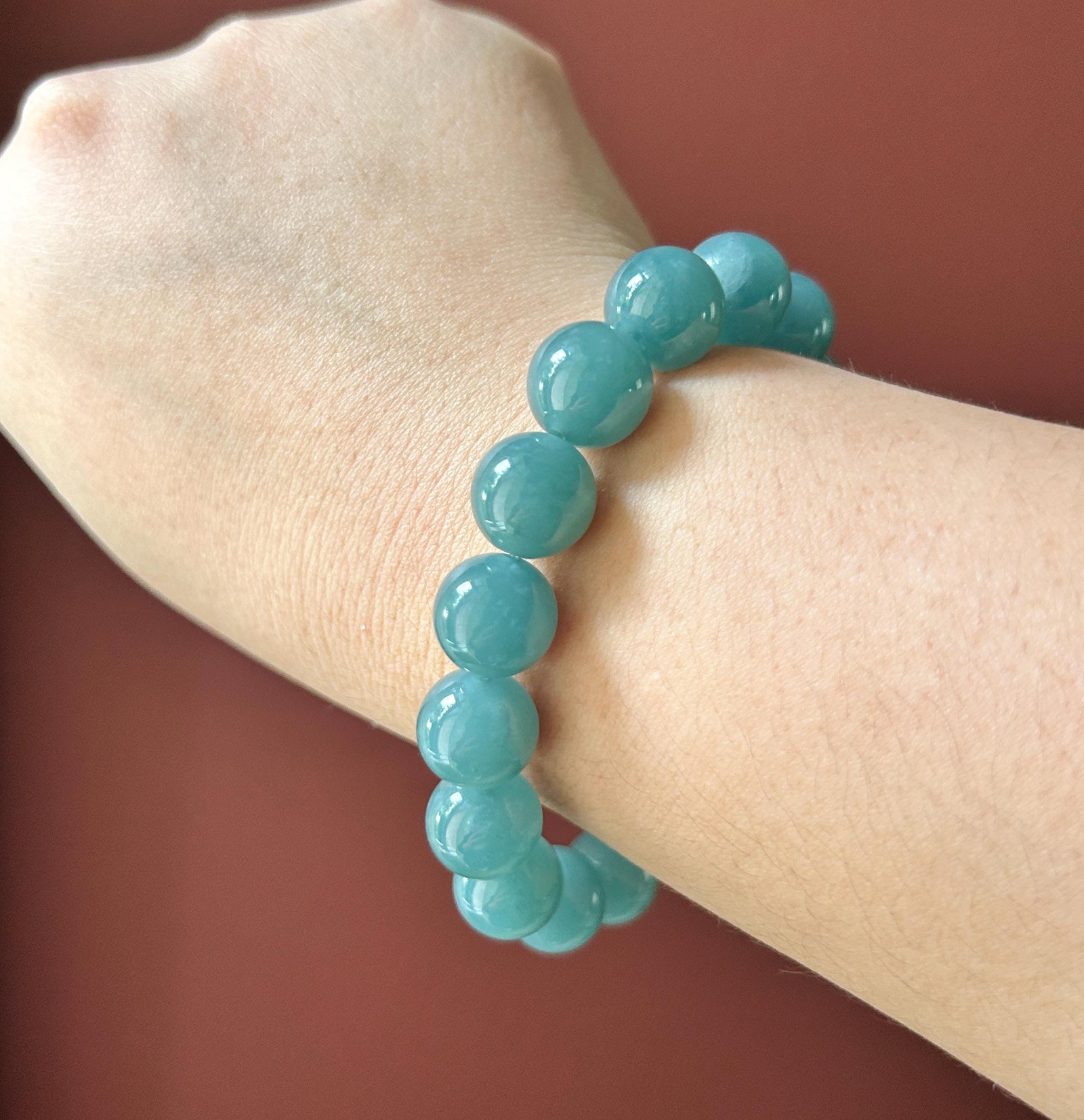 Natural Jadeite Unisex Bracelet | Guatemalan Type A Translucent Icy Blue Jade | 12mm Large Beads