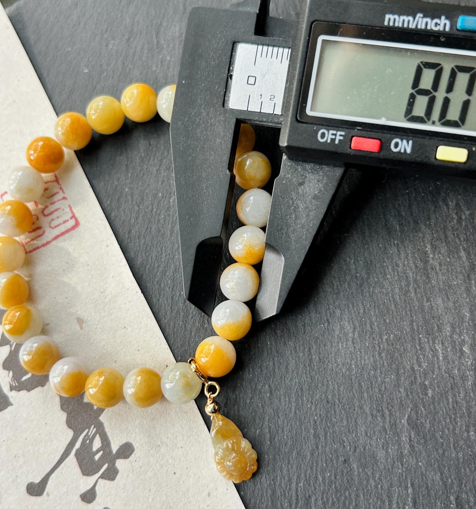 Natural Jadeite Beaded Bracelet Burmese Type A Fine Glutinous Icy Yellow & White Dual-Color Jade 8mm | Slightly Heated
