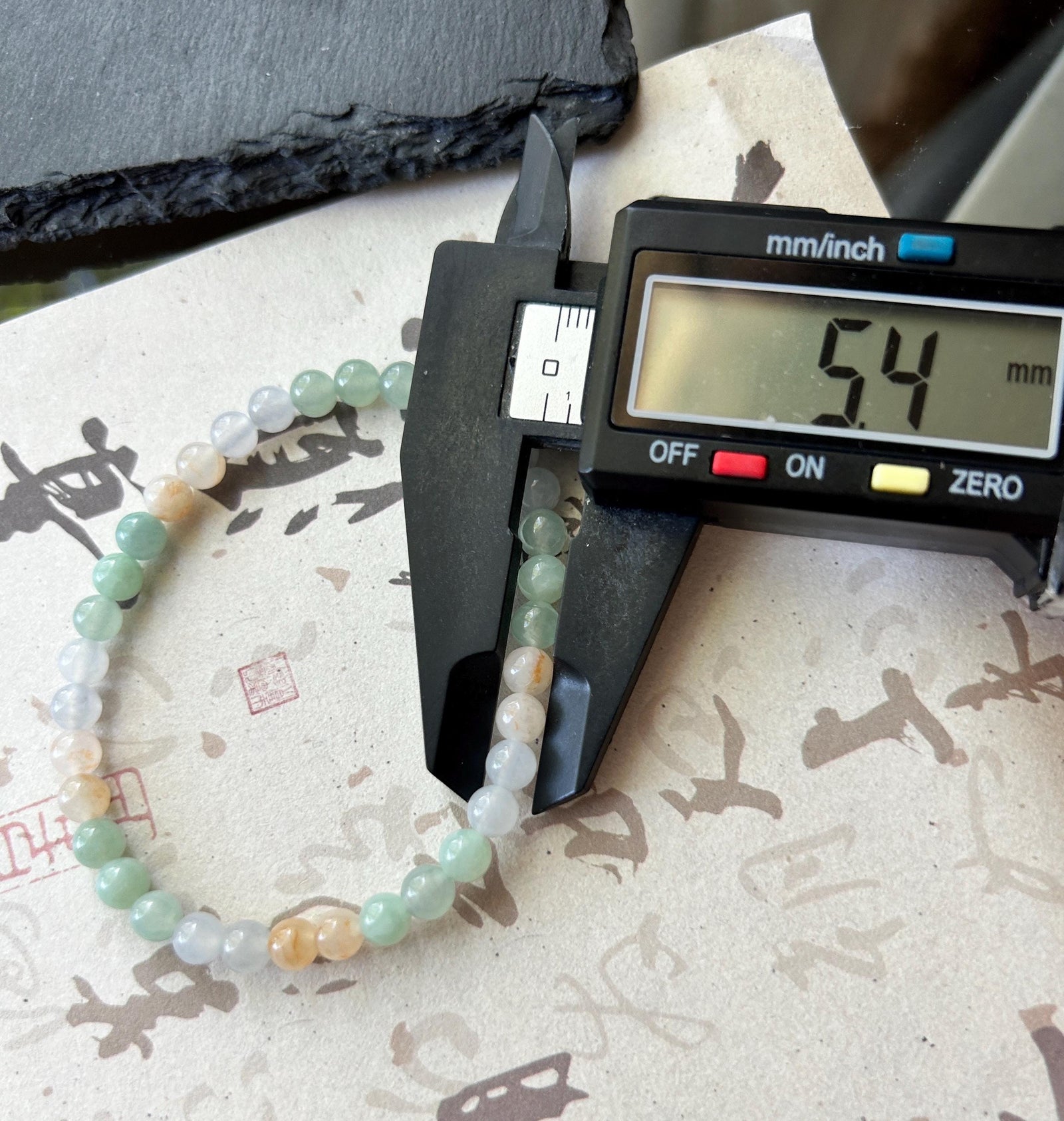 Natural Jadeite Beaded Bracelet | Burmese Type A Icy Translucent Rainbow Multicolor Jade 5.4mm