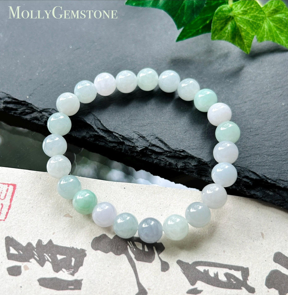 Natural Jadeite Beaded Bracelet, Burmese Type A Untreated Fine Glutinous Icy Macaron Pale Multicolor Jade, 8mm