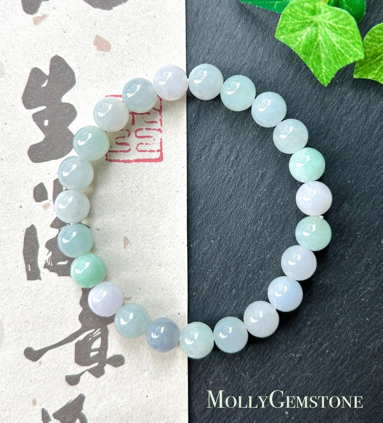 Natural Jadeite Beaded Bracelet, Burmese Type A Untreated Fine Glutinous Icy Macaron Pale Multicolor Jade, 8mm