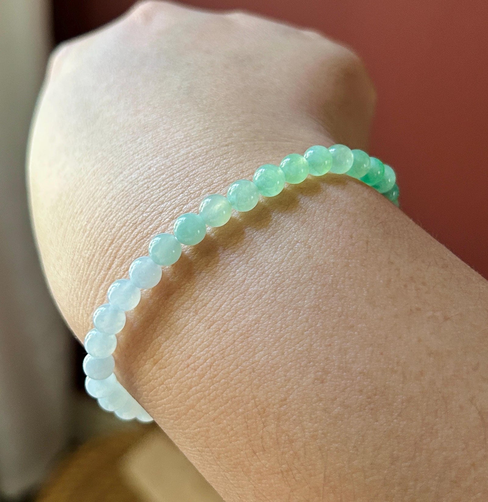 Natural Jadeite Beaded Bracelet | Burmese Type A Icy Translucent Gradient Rainbow Multicolor Jade 5.5mm