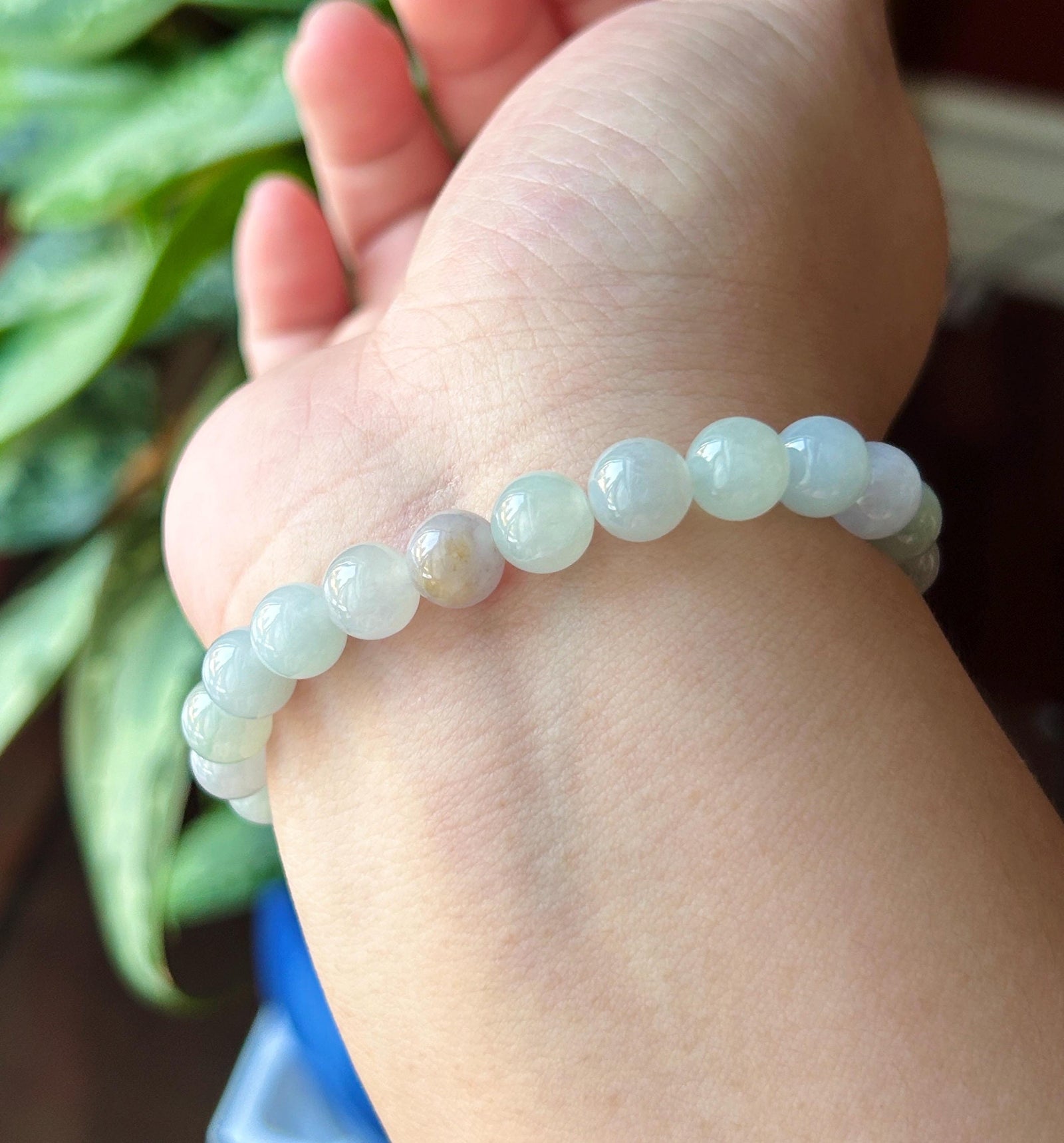 Natural Jadeite Beaded Bracelet, Burmese Type A Untreated Fine Glutinous Icy Pale Macaron Multicolor Jade, 8mm