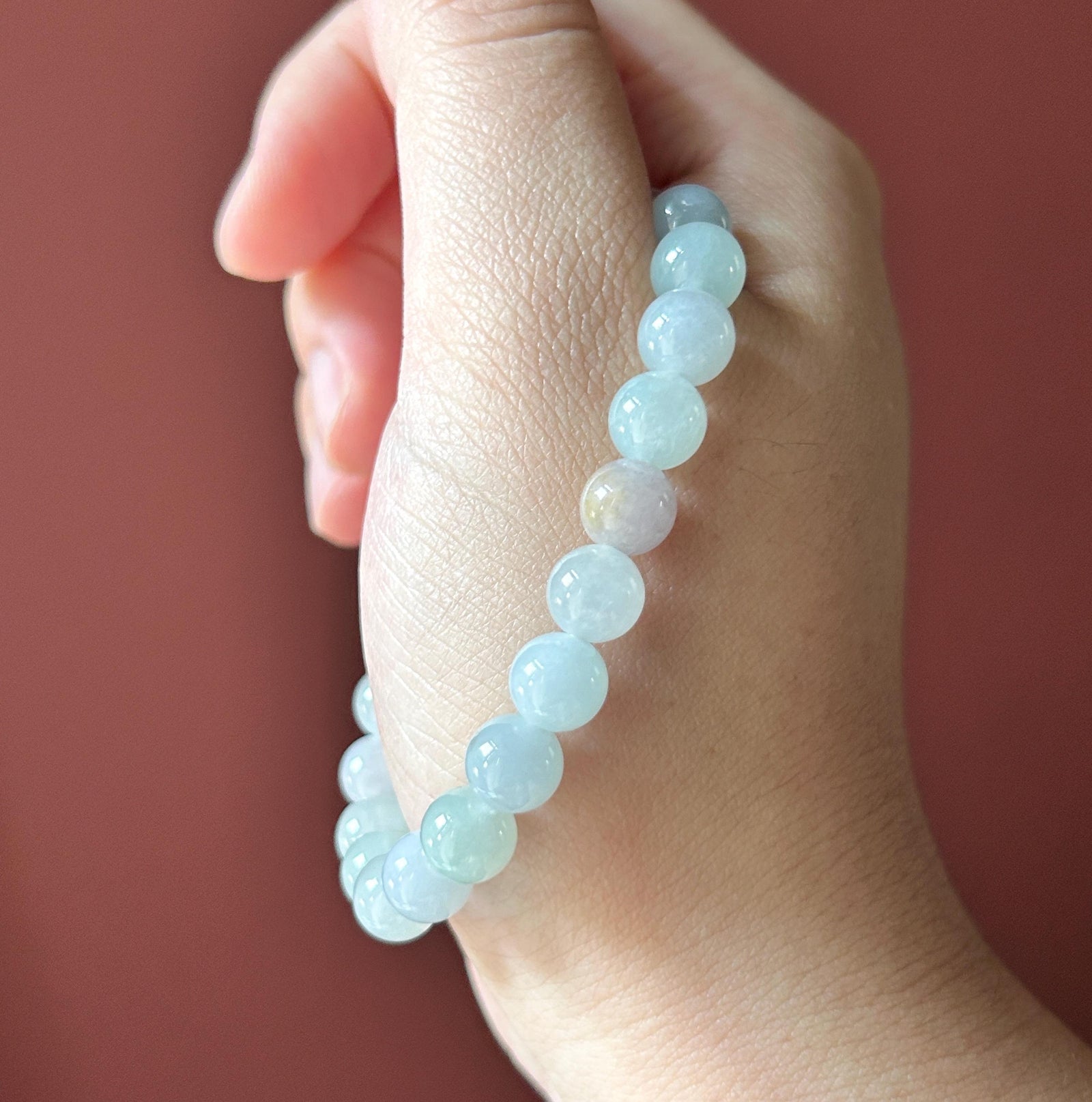 Natural Jadeite Beaded Bracelet, Burmese Type A Untreated Fine Glutinous Icy Pale Macaron Multicolor Jade, 8mm