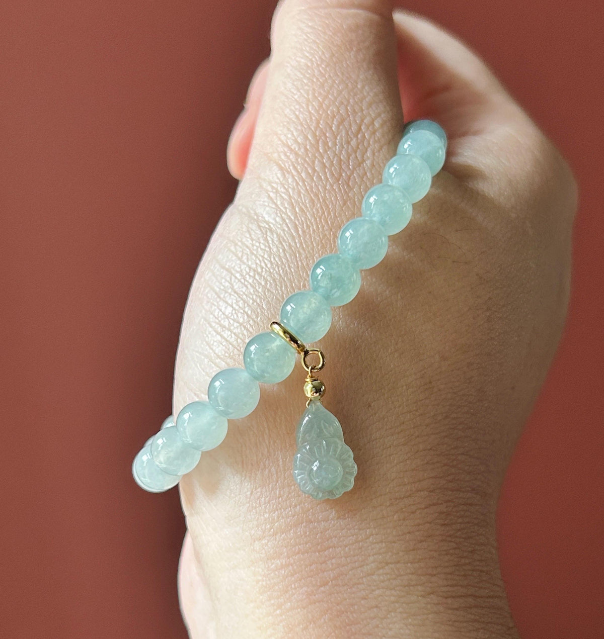Natural Jadeite Beaded Gradient Bracelet – Burmese Type A Translucent Icy Gradient Blue, Green & White Jade, 7.3mm