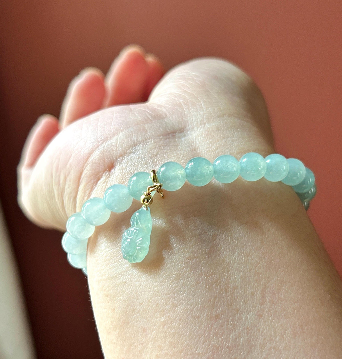 Natural Jadeite Beaded Gradient Bracelet – Burmese Type A Translucent Icy Gradient Blue, Green & White Jade, 7.3mm
