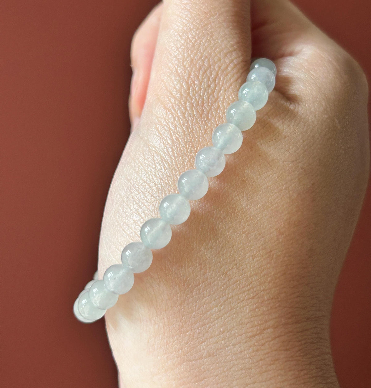 Natural Jadeite Beaded Bracelet – Burmese Type A Highly Translucent Icy White Jade, 6mm, Minimalist Jewelry