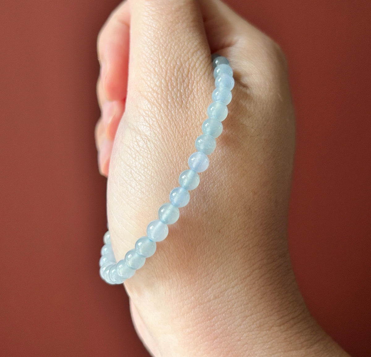 Natural Jadeite Beaded Bracelet – Burmese Type A Highly Translucent Icy Soft Misty Lavender Blue Jade, 5mm, Minimalist Jewelry