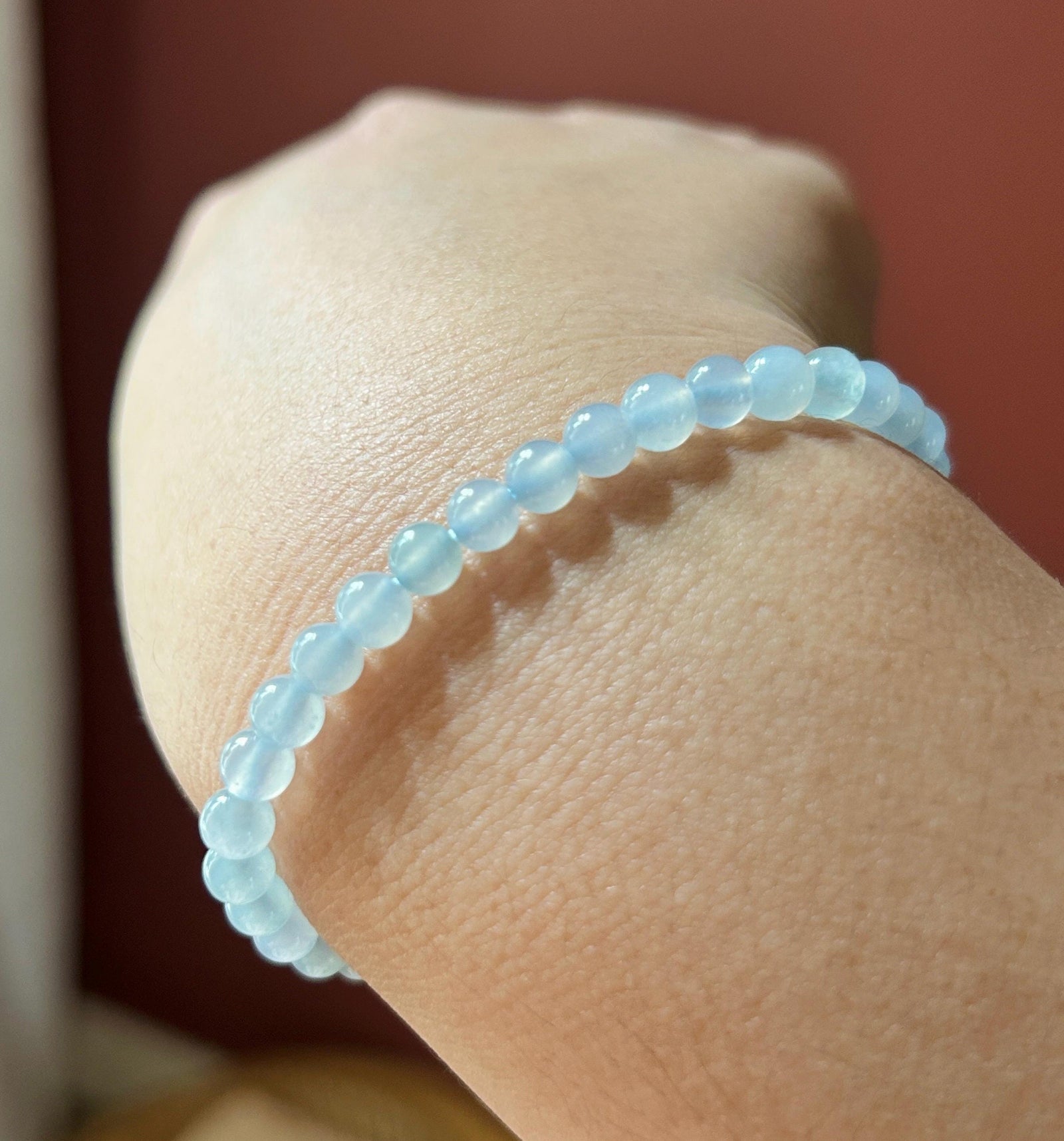 Natural Jadeite Beaded Bracelet – Burmese Type A Highly Translucent Icy Soft Misty Lavender Blue Jade, 5mm, Minimalist Jewelry