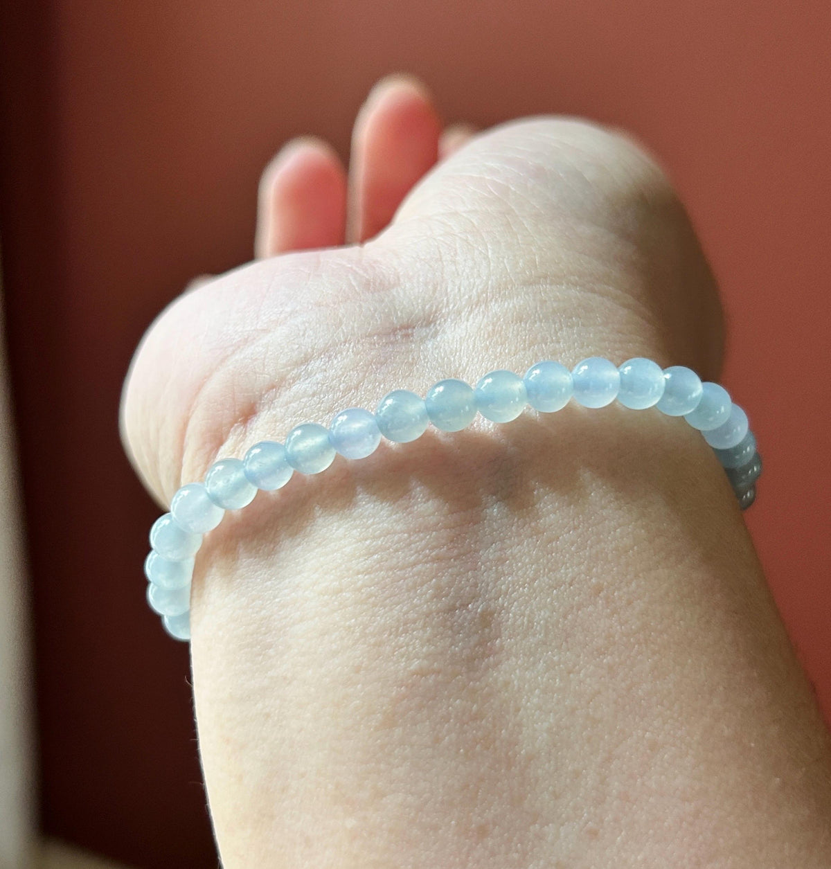 Natural Jadeite Beaded Bracelet – Burmese Type A Highly Translucent Icy Soft Misty Lavender Blue Jade, 5mm, Minimalist Jewelry