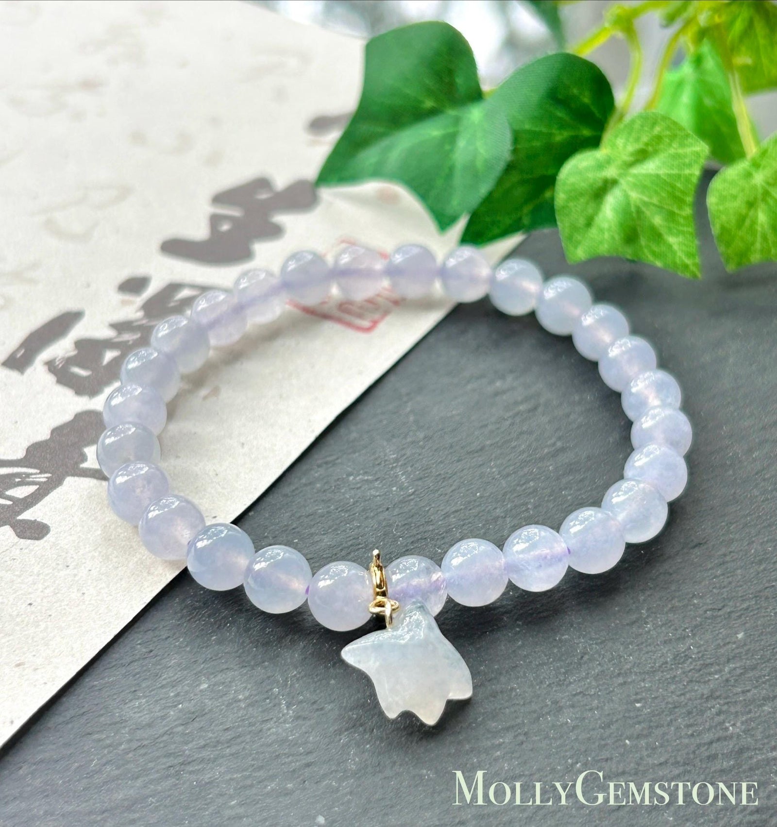 Natural Jadeite Beaded Bracelet – Burmese Type A Highly Translucent Icy Soft Lavender Lilac Jade, 6.6mm, Minimalist Jewelry