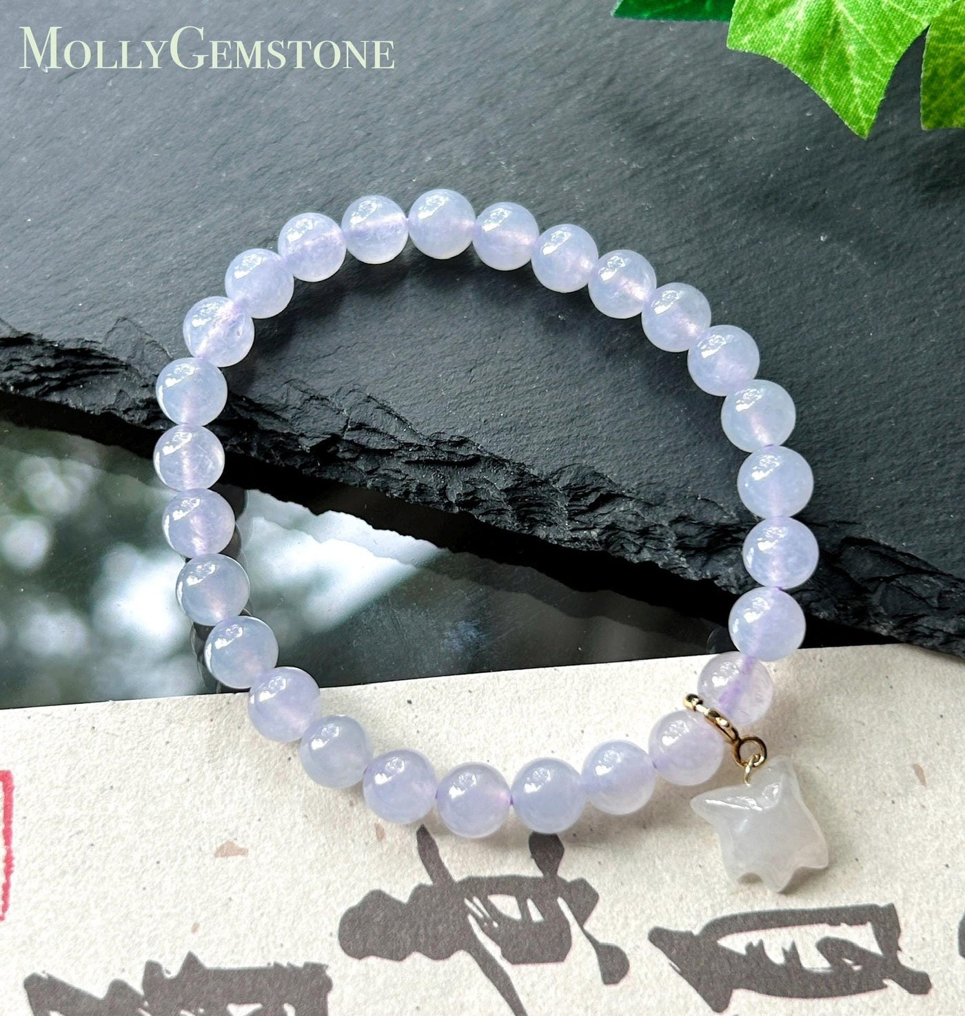 Natural Jadeite Beaded Bracelet – Burmese Type A Highly Translucent Icy Soft Lavender Lilac Jade, 6.6mm, Minimalist Jewelry