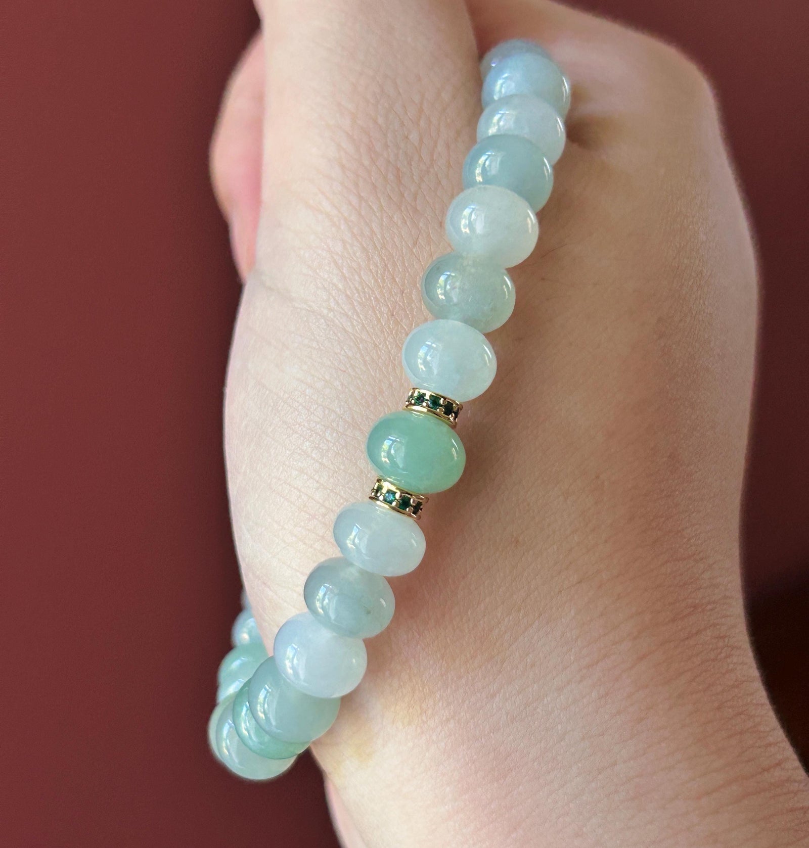 Natural Jadeite Beaded Bracelet – Burmese Untreated Type A Highly Translucent Icy Gelatinous Multicolor Jade, 8.8mm