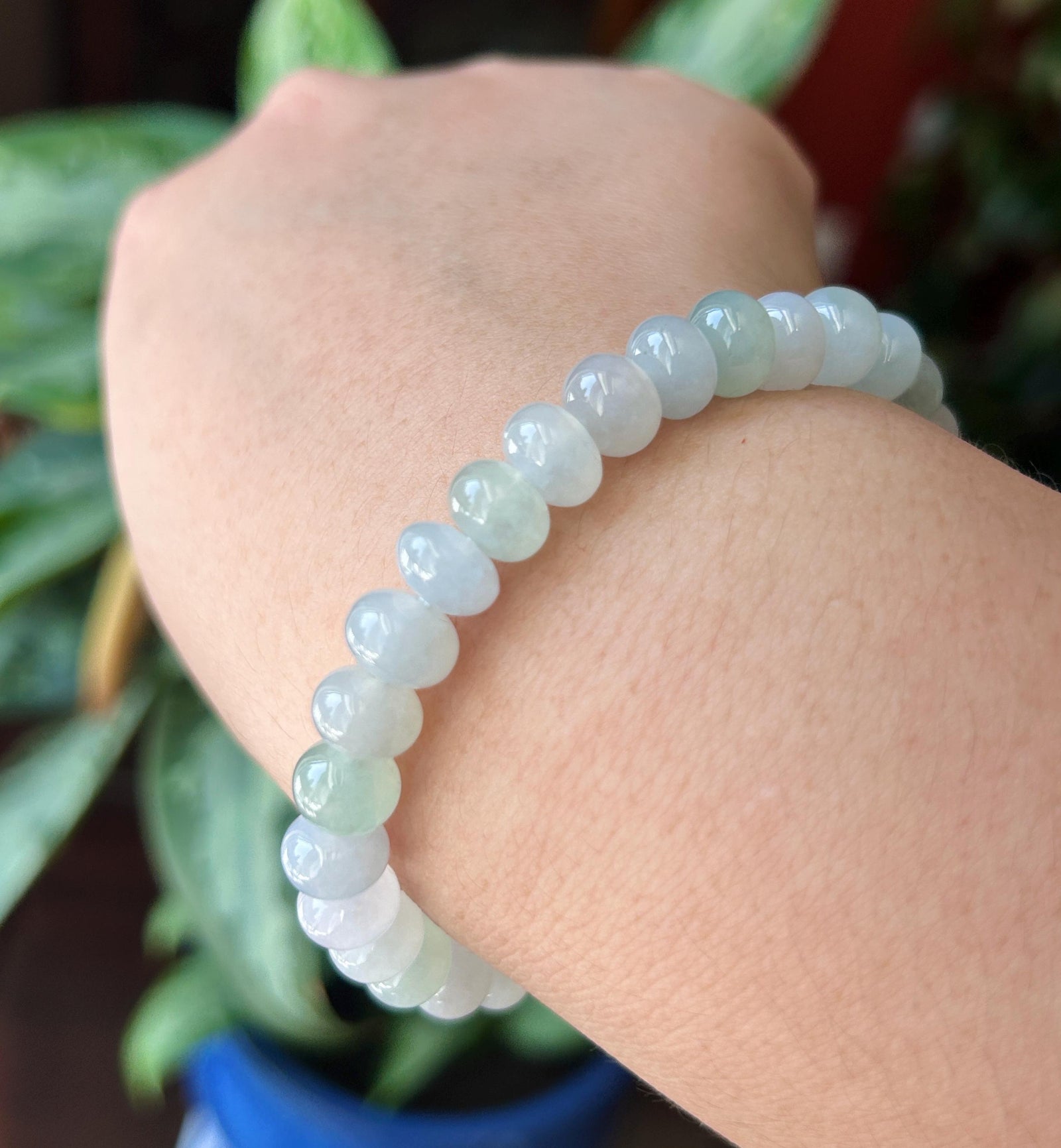Natural Jadeite Beaded Bracelet – Burmese Untreated Type A Highly Translucent Icy Gelatinous Pale Macaron Multicolor Jade, 8.8mm