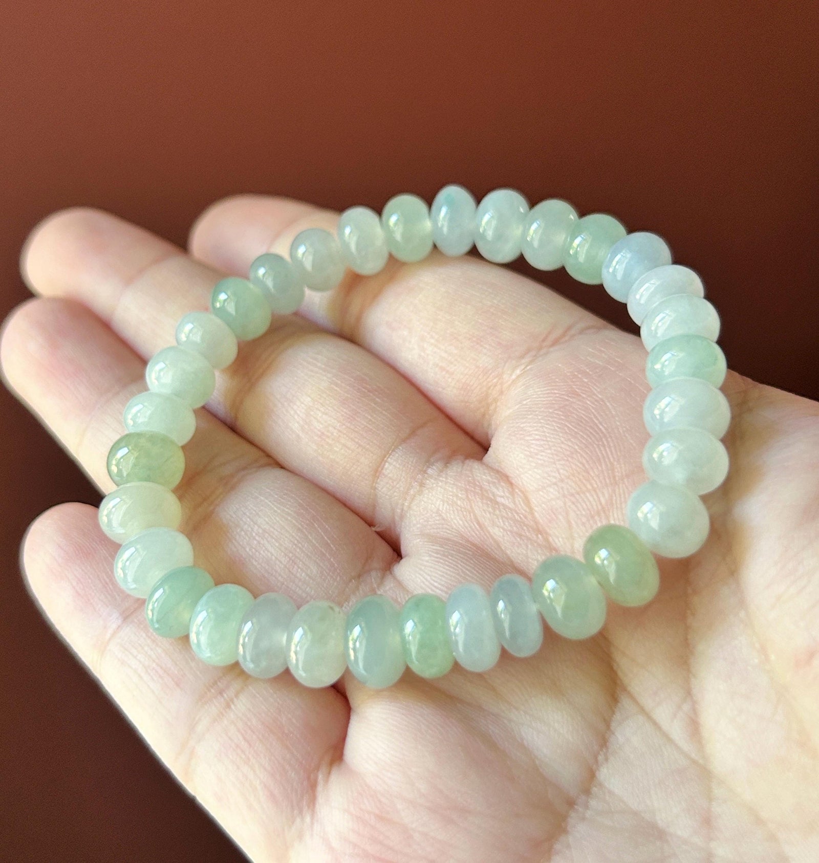 Natural Jadeite Beaded Bracelet – Burmese Untreated Type A Highly Translucent Icy Gelatinous Pale Macaron Multicolor Jade, 8.8mm