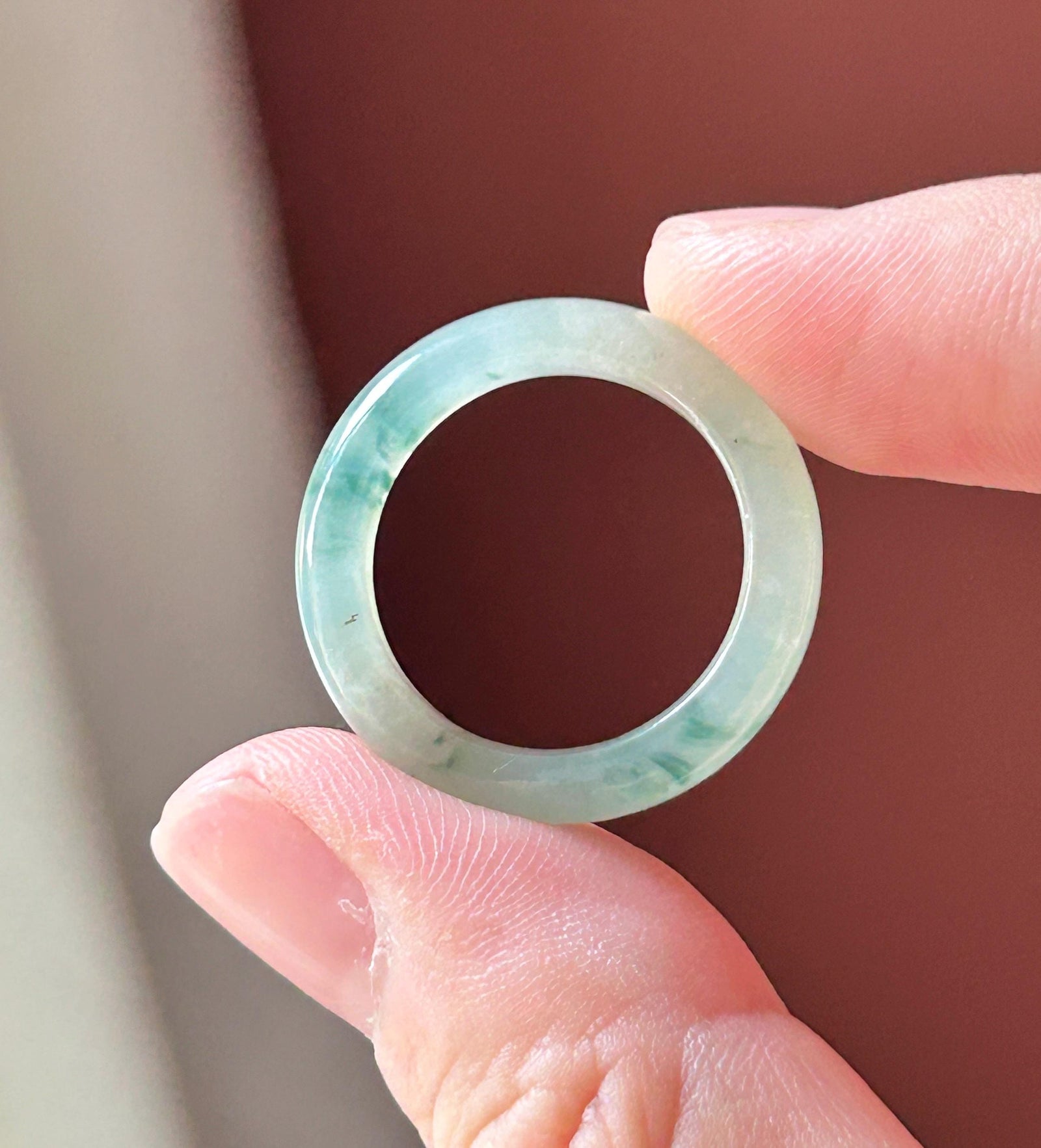 Natural Jadeite Band Ring | Burmese Type A Translucent Icy Glutinous Dark Green Floral Jade US 8 - 18mm
