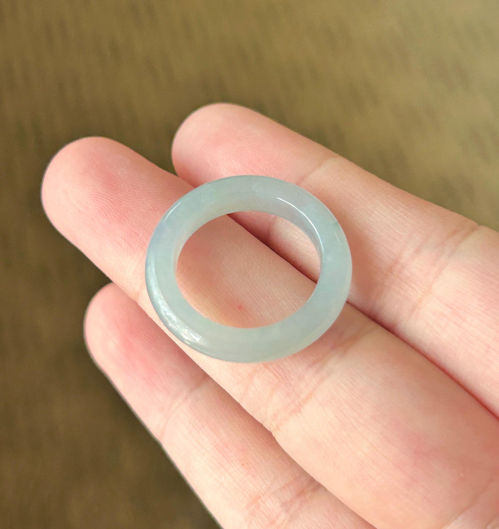 Natural Jadeite Band Ring | Burmese Type A Translucent Icy Glutinous Pale Blue, Lavender & Green Floral Accent Jade| US 7.5 - 17.6mm