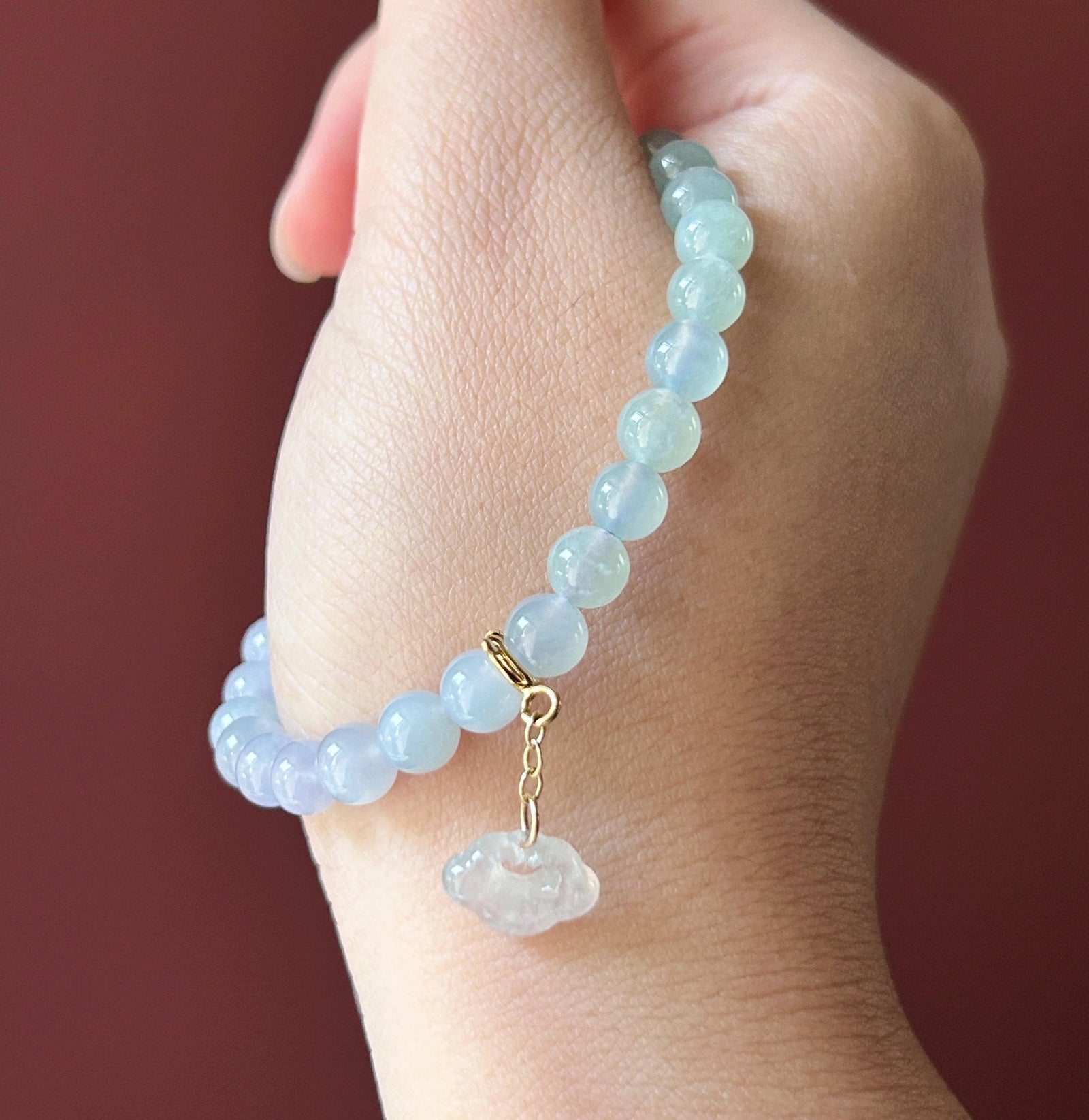 Natural Jadeite Beaded Bracelet, Burmese Type A Highly Translucent Icy Light Pinkish Lavender & Pale Green Gradient Multicolor Jade, 6mm