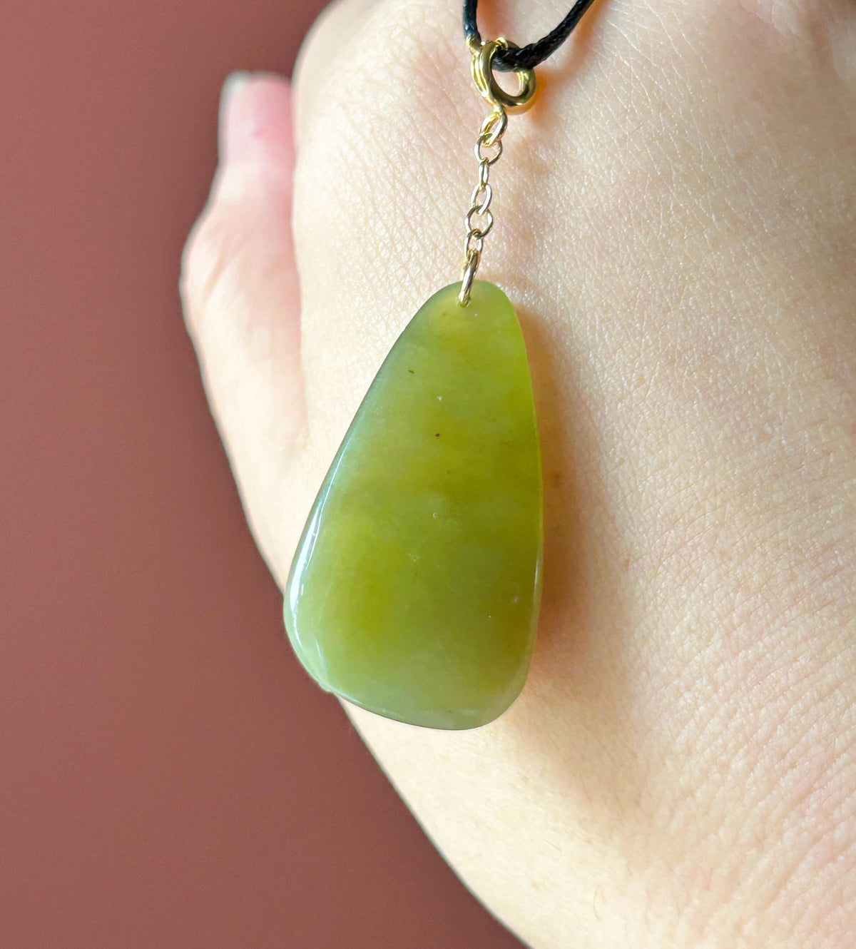 Natural Jadeite Lotus Pendant Burmese Type A Translucent Icy Glutinous Olive Tea Yellow Jade, Sterling Silver Clasp