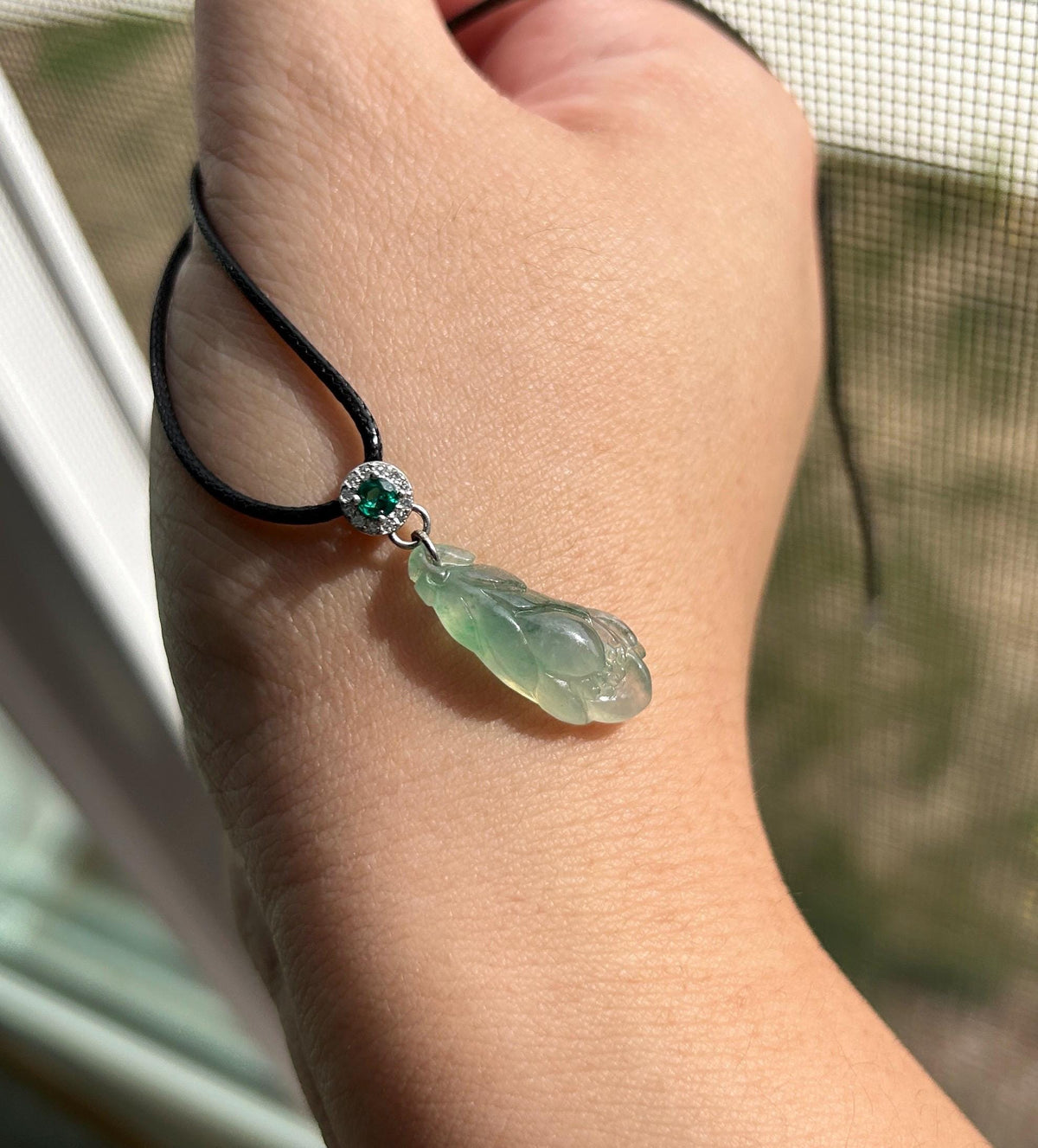 Natural Jadeite Magnolia Petite Pendant | Burmese Type A Highly Translucent Icy Minty Apple Green, Sterling Silver Bail
