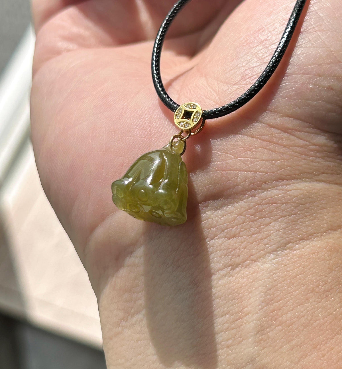 Natural Jadeite Lotus Pod Petite Pendant Burmese Type A Translucent Icy Glutinous Olive Tea Yellow Jade, Sterling Silver
