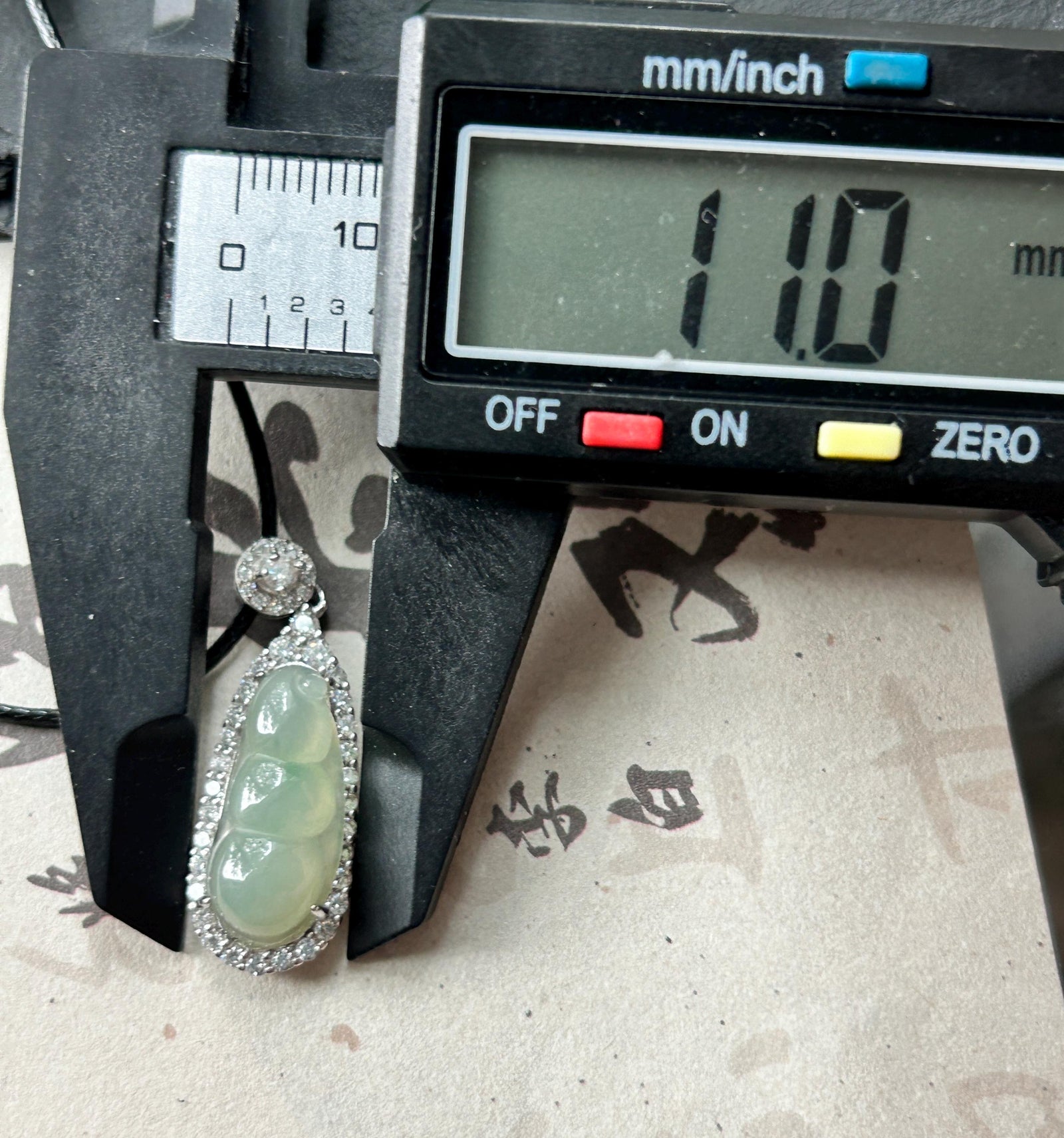 Natural Jadeite Bean Pendant Burmese Type A Highly Translucent Icy Light Celadon Green Jade, Sterling Silver