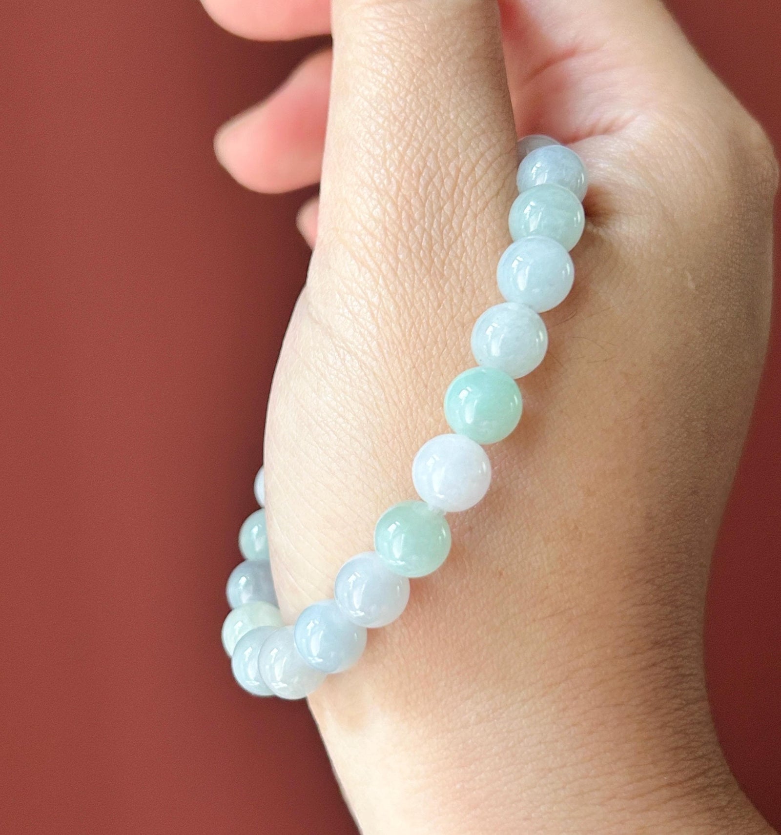 Natural Jadeite Beaded Bracelet, Burmese Type A Untreated Fine Glutinous Icy Macaron Pale Multicolor Jade, 8mm