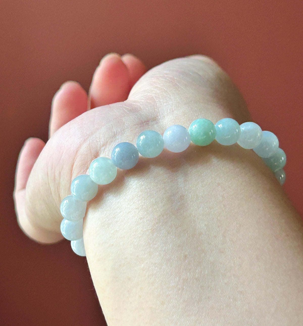 Natural Jadeite Beaded Bracelet, Burmese Type A Untreated Fine Glutinous Icy Macaron Pale Multicolor Jade, 8mm