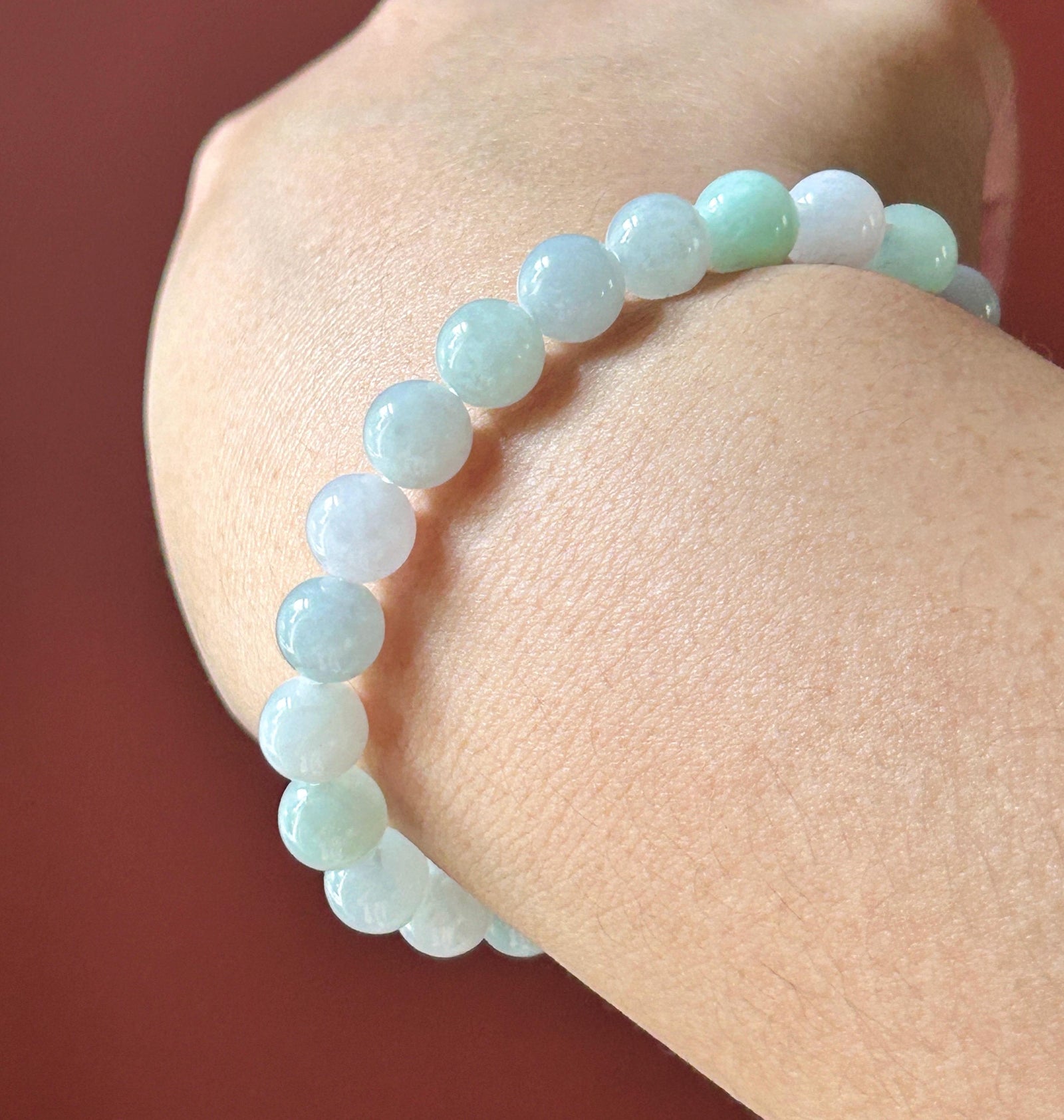 Natural Jadeite Beaded Bracelet, Burmese Type A Untreated Fine Glutinous Icy Macaron Pale Multicolor Jade, 8mm