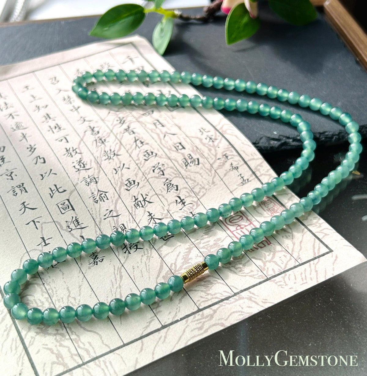 Natural Jadeite Beaded Stacked Bracelet/Necklace Jewelry Guatemalan Type A Highly Translucent Icy Teal Blue Green Jade 5.8mm