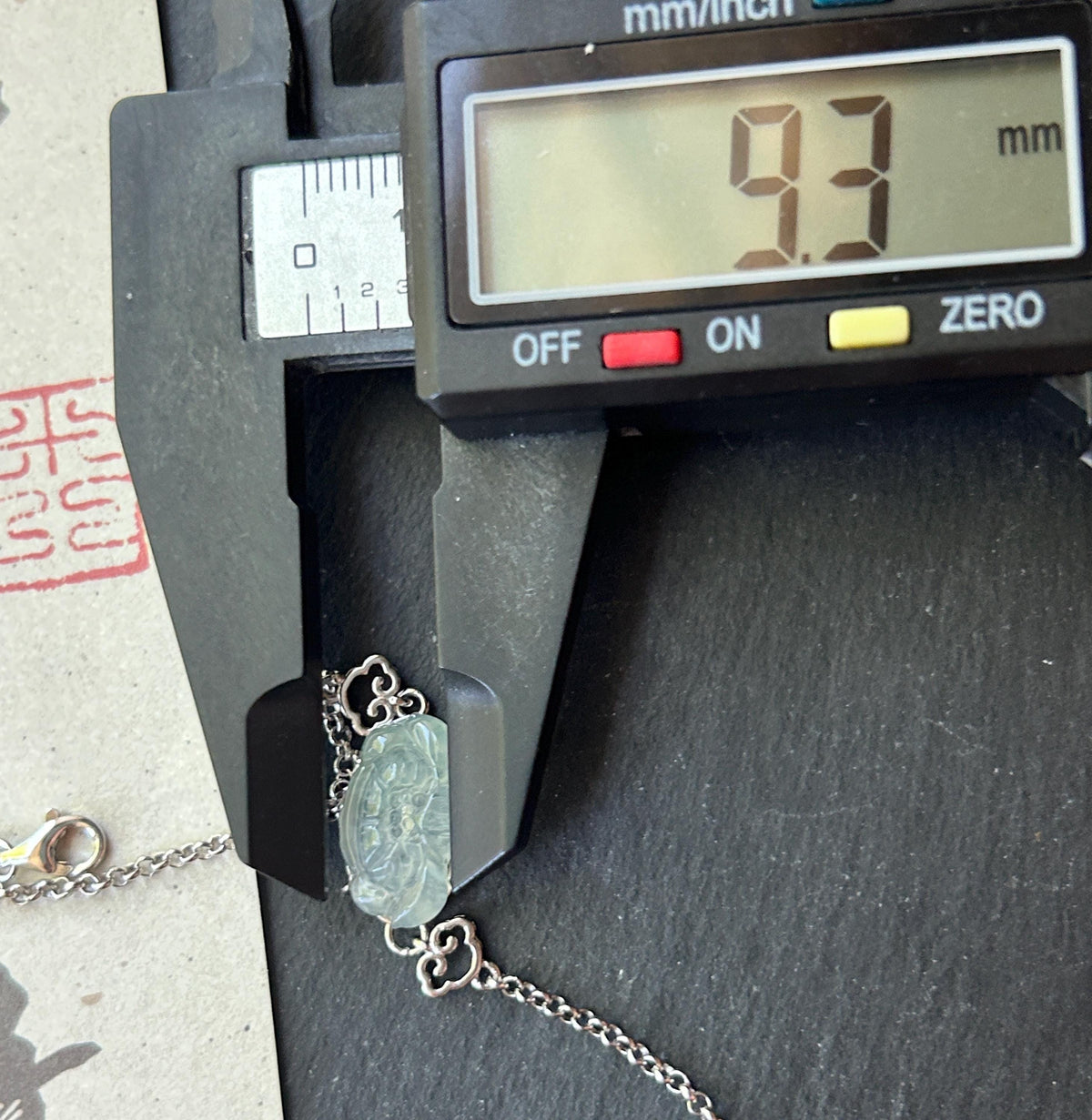 Natural Jadeite Lotus Dainty Bracelet, Burmese Type A Icy Pale Green Jade, Highly Translucent, Sterling Silver