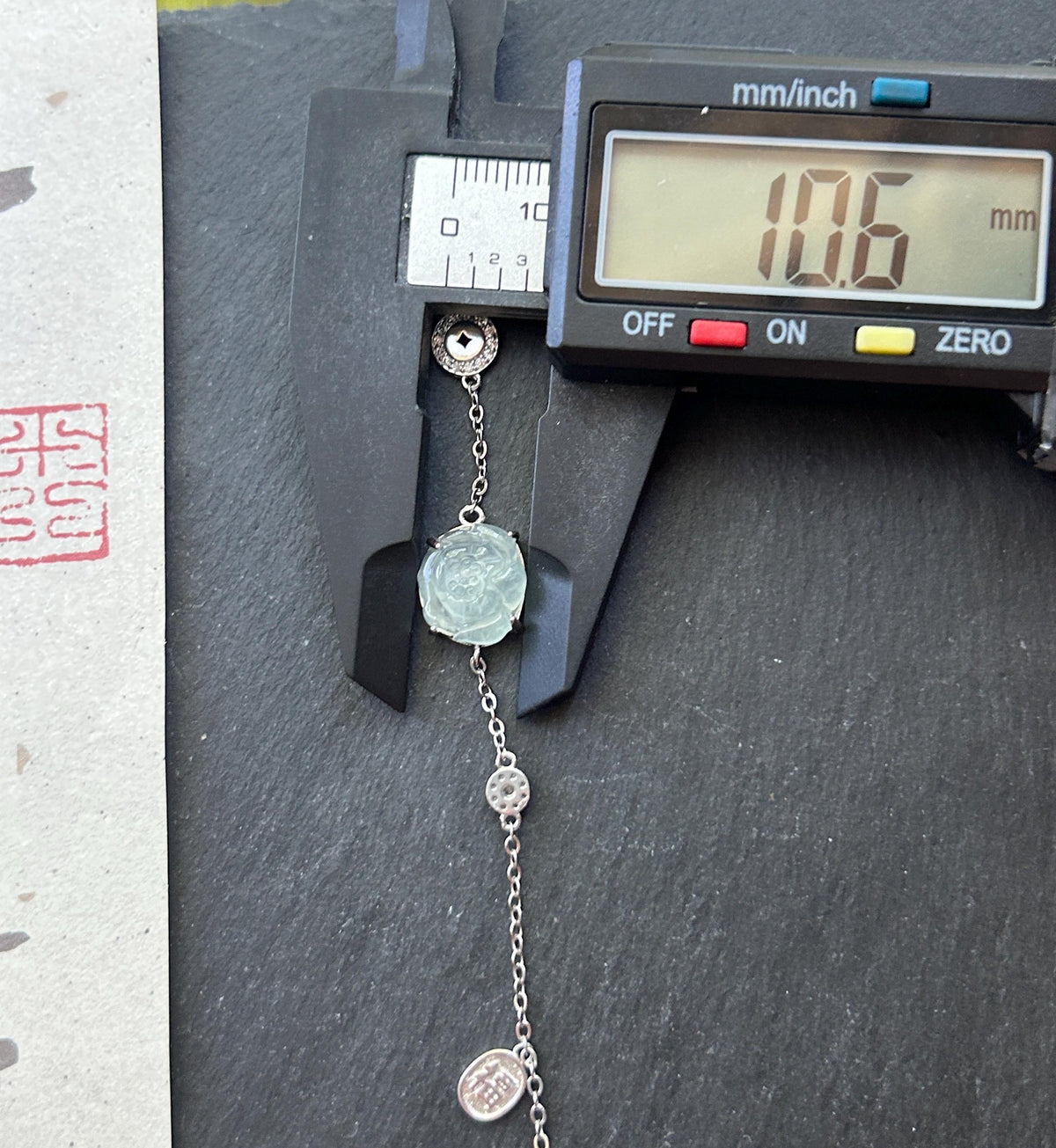 Natural Jadeite Lotus Dainty Bracelet, Burmese Type A Icy Pale Green Jade, Highly Translucent, Sterling Silver