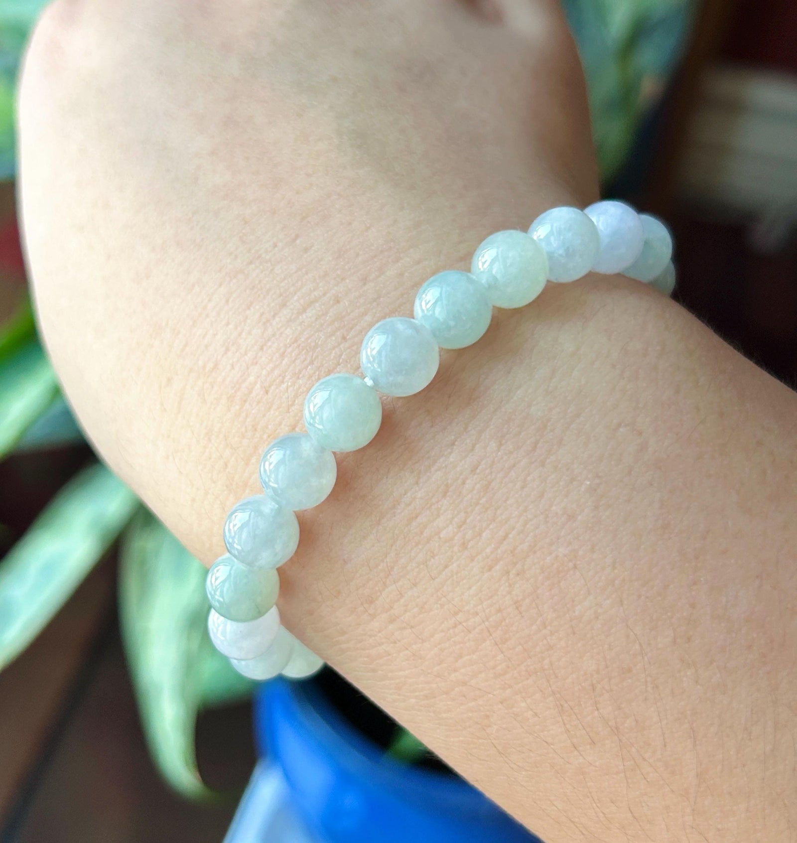 Natural Jadeite Beaded Bracelet, Burmese Type A Untreated Fine Glutinous Icy Pale Macaron Multicolor Jade, 8mm