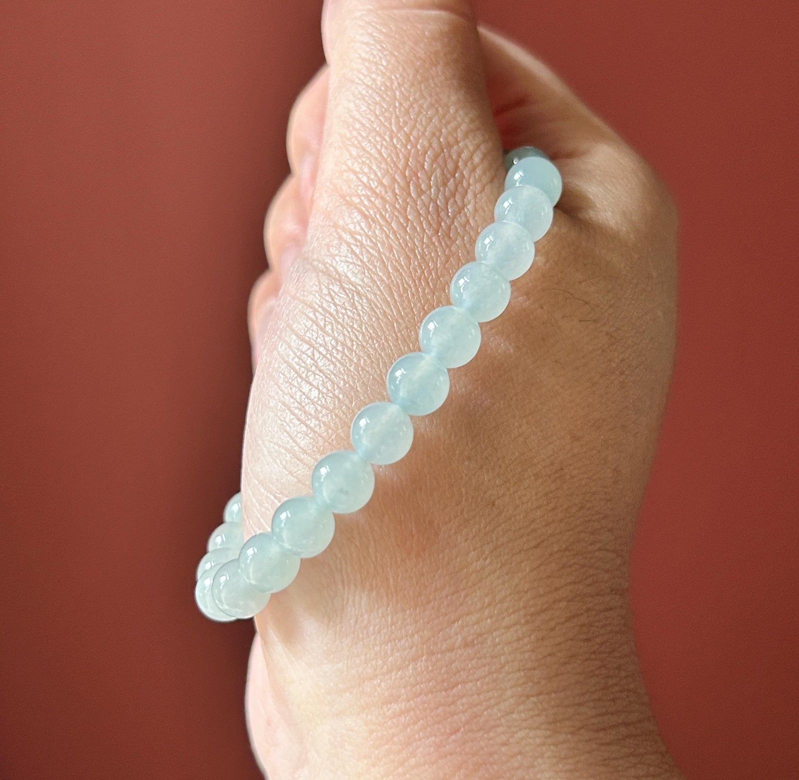 Natural Jadeite Beaded Gradient Bracelet – Burmese Type A Translucent Icy Gradient Blue, Green & White Jade, 7.3mm