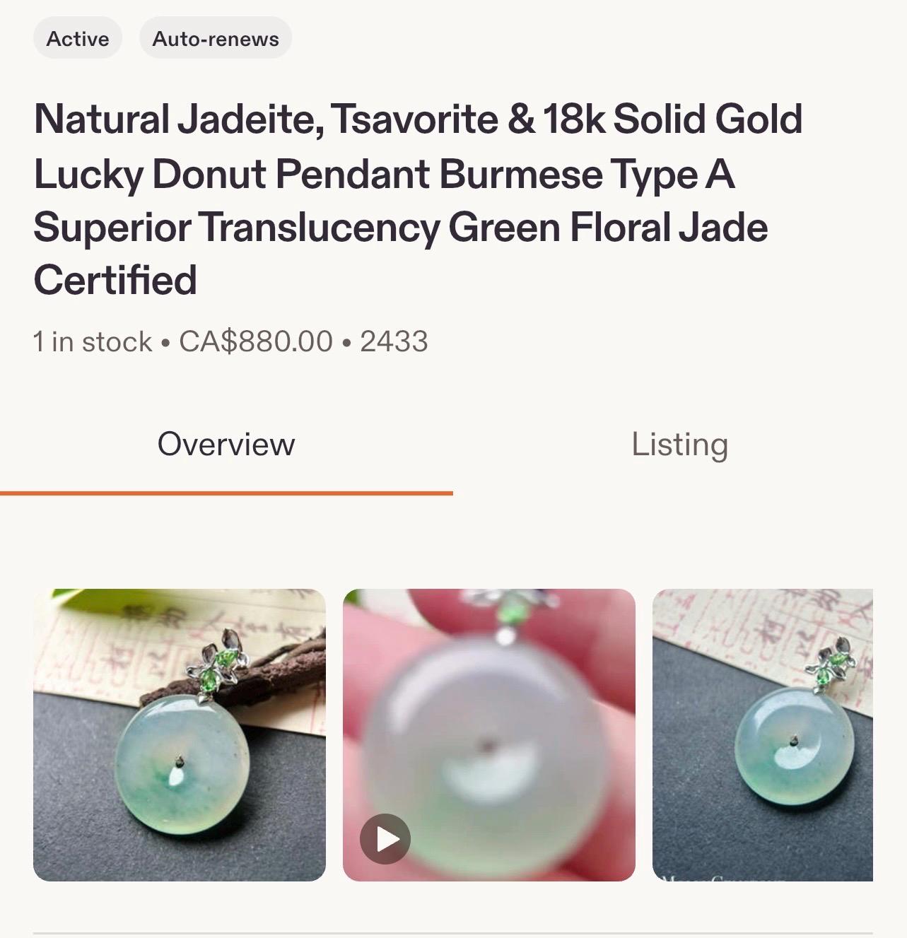 Custom order for Iryna - Deposit for Jadeite Pendant