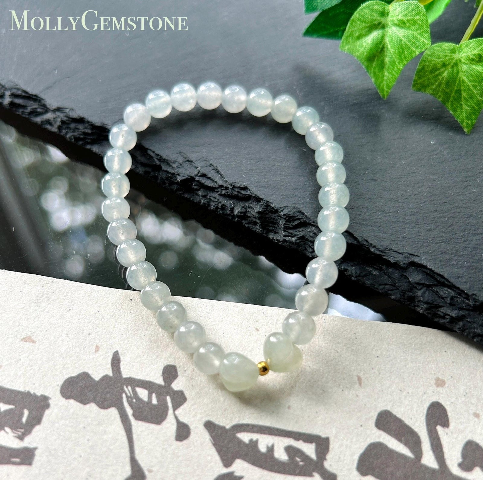 Natural Jadeite Beaded Bracelet – Burmese Type A Highly Translucent Icy White Jade, 6mm, Minimalist Jewelry