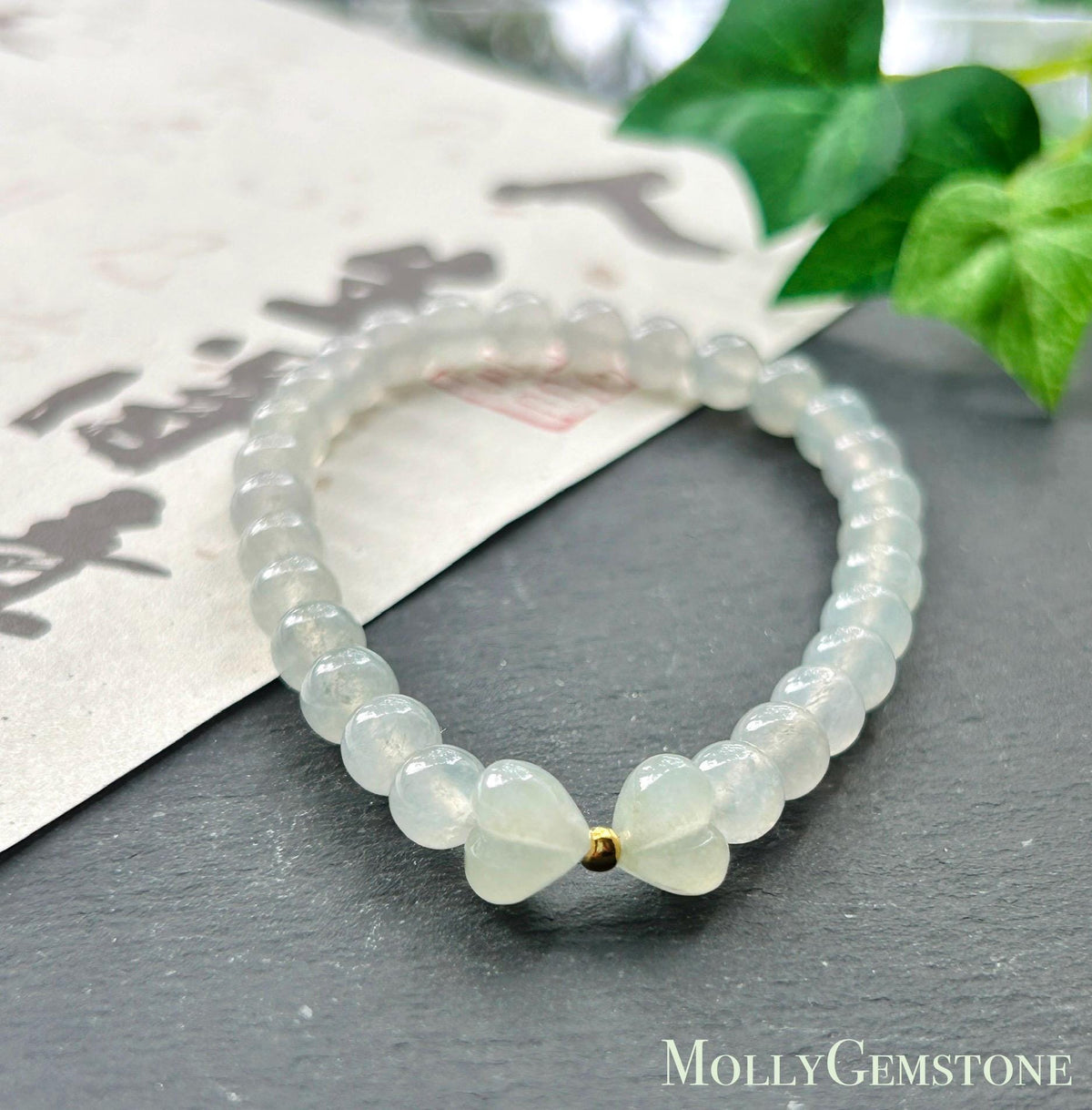 Natural Jadeite Beaded Bracelet – Burmese Type A Highly Translucent Icy White Jade, 6mm, Minimalist Jewelry