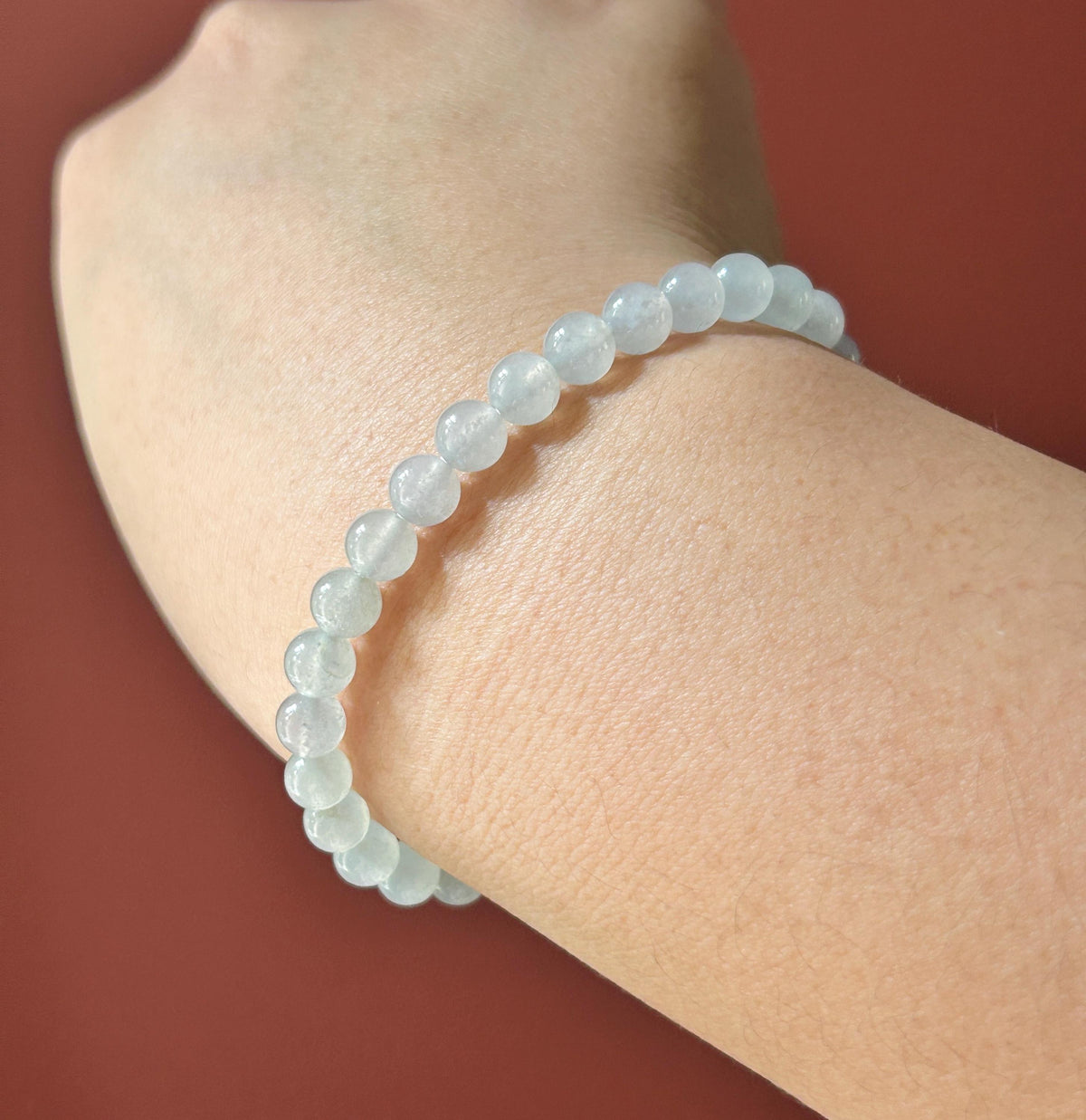 Natural Jadeite Beaded Bracelet – Burmese Type A Highly Translucent Icy White Jade, 6mm, Minimalist Jewelry
