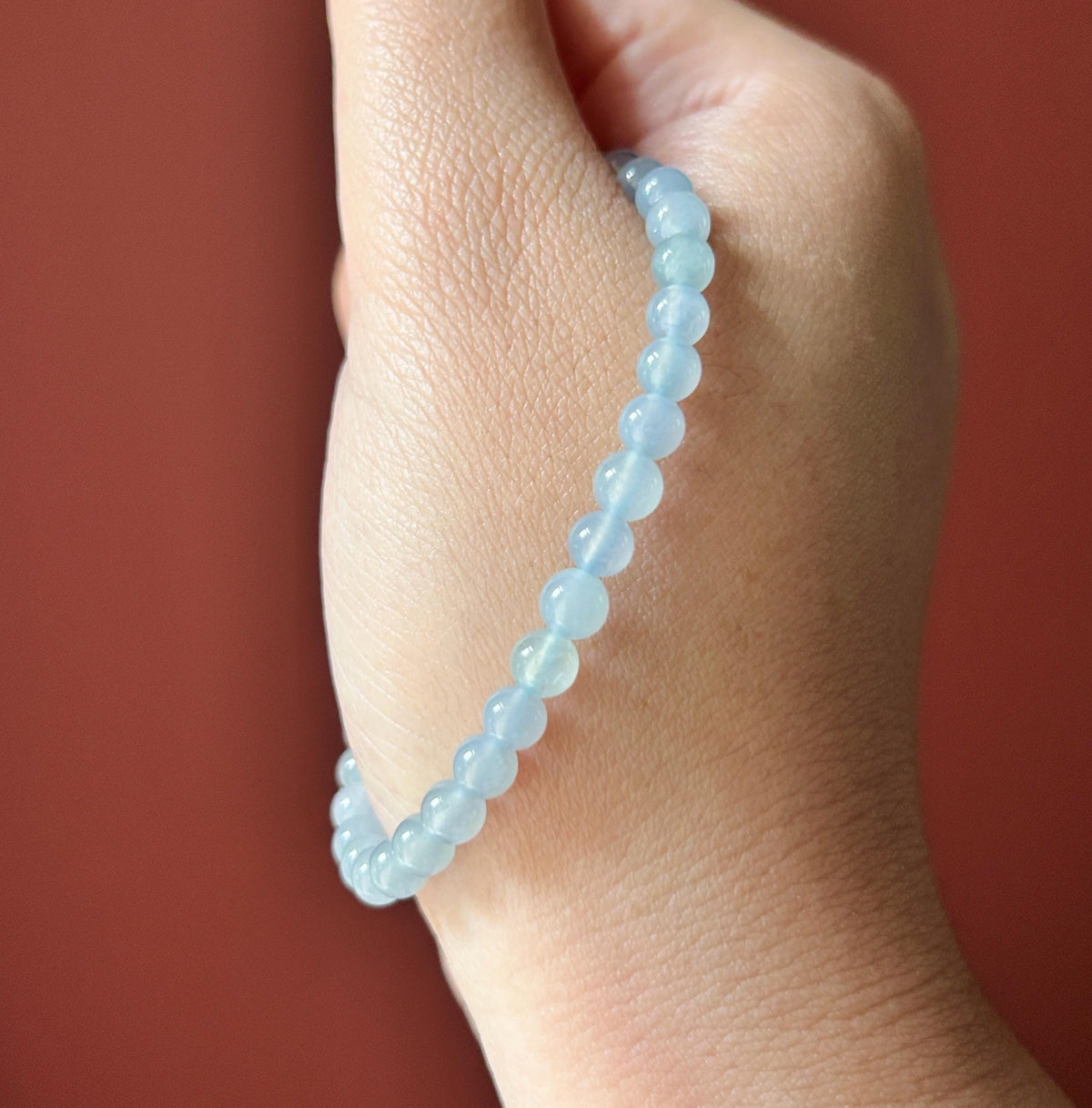 Natural Jadeite Beaded Bracelet – Burmese Type A Highly Translucent Icy Soft Misty Lavender Blue Jade, 5mm, Minimalist Jewelry