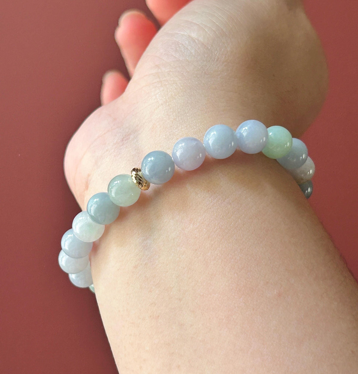 Natural Jadeite Beaded Bracelet, Burmese Type A Untreated Fine Glutinous Icy Macaron Pastel Multicolor Jade, 8mm