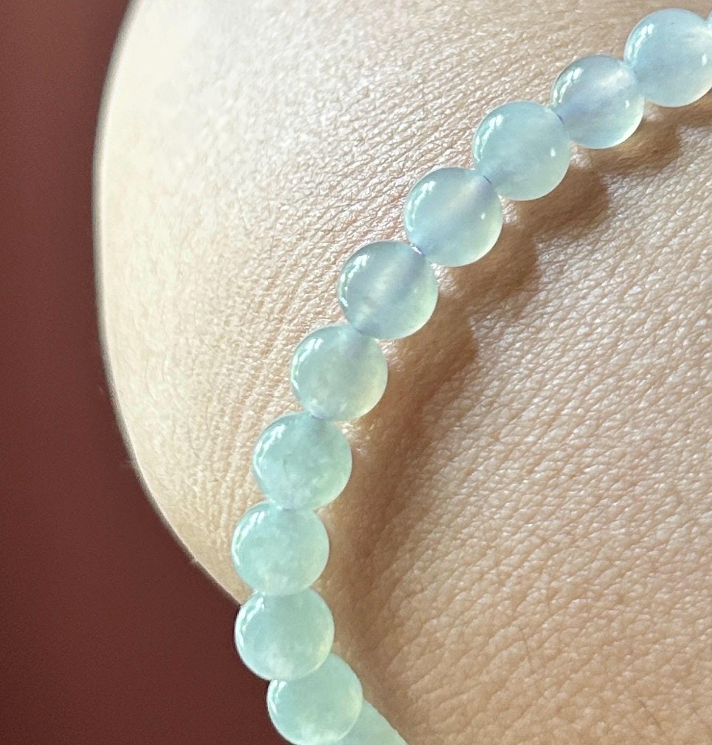 Natural Jadeite Beaded Bracelet, Burmese Type A Highly Translucent Icy Light Pinkish Lavender & Pale Green Gradient Multicolor Jade, 6mm