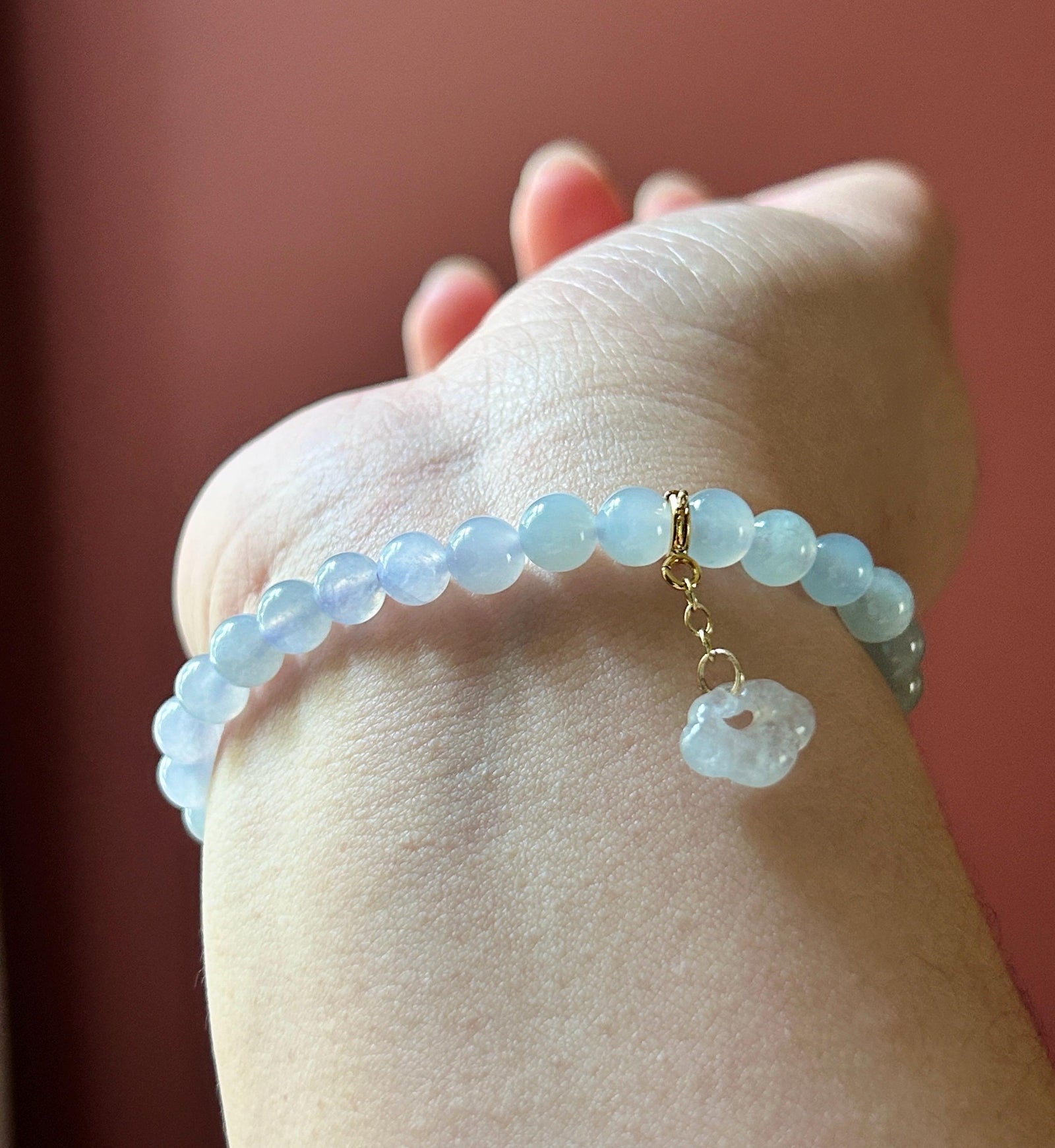 Natural Jadeite Beaded Bracelet, Burmese Type A Highly Translucent Icy Light Pinkish Lavender & Pale Green Gradient Multicolor Jade, 6mm