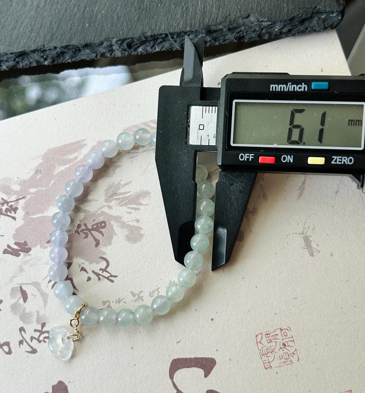 Natural Jadeite Beaded Bracelet, Burmese Type A Highly Translucent Icy Light Pinkish Lavender & Pale Green Gradient Multicolor Jade, 6mm