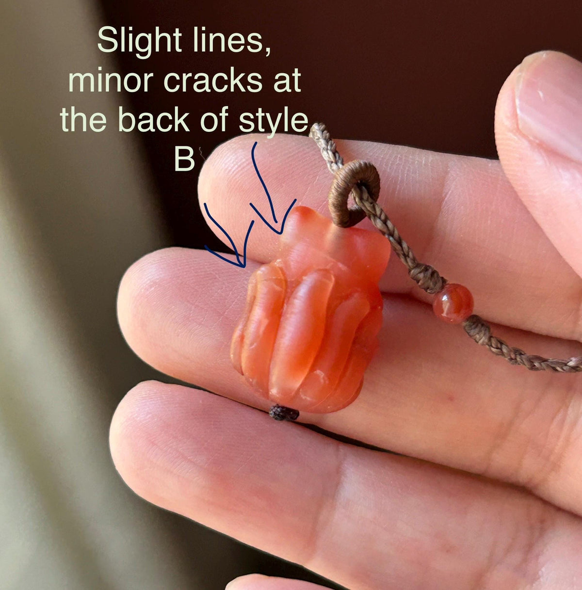Natural Nanhong Agate Nine-Tail-Fox Pendant, Intricate Fine Handwoven Necklace, 0.4mm Wax Cord, South Red Agate