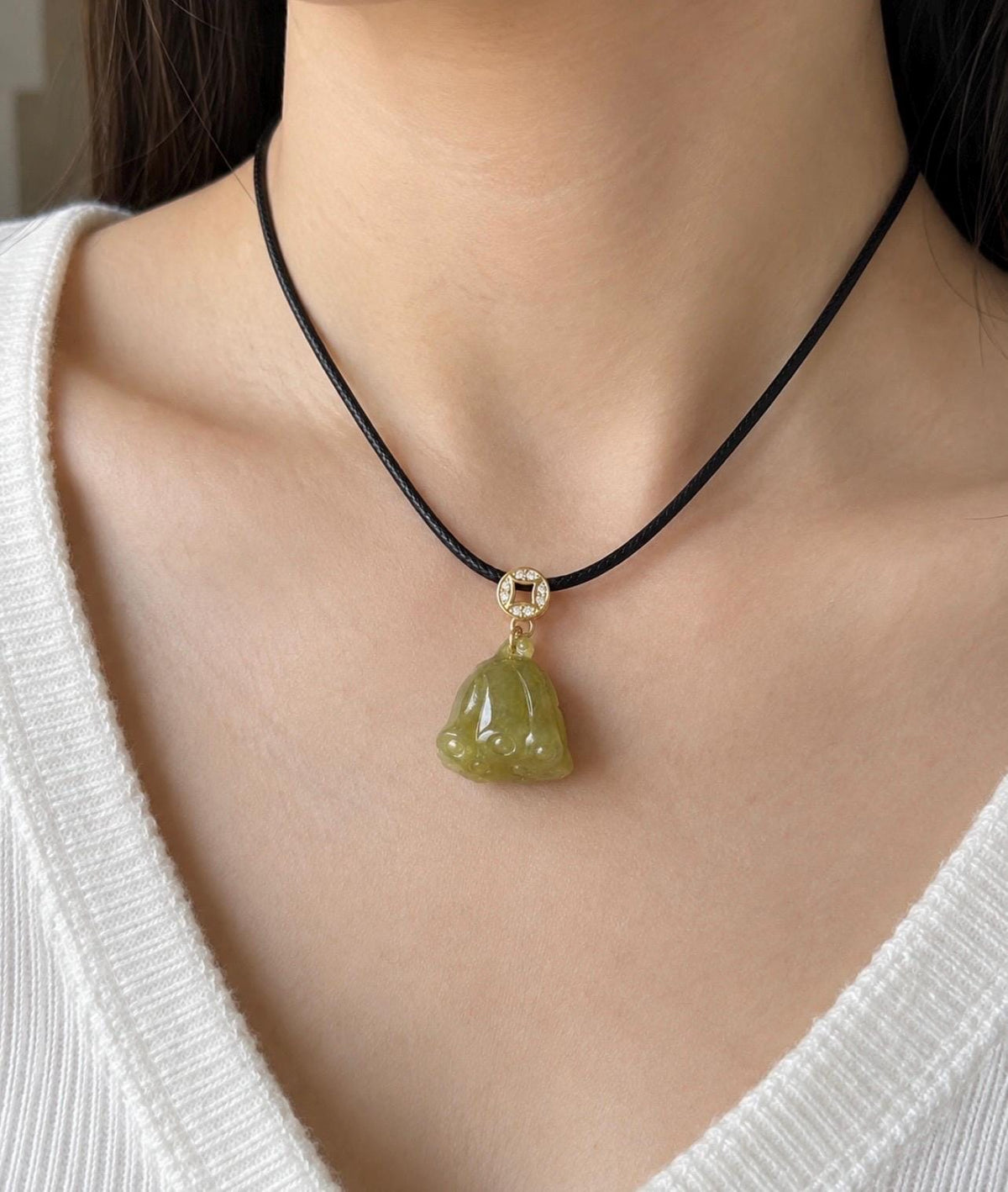 Natural Jadeite Lotus Pod Petite Pendant Burmese Type A Translucent Icy Glutinous Olive Tea Yellow Jade, Sterling Silver