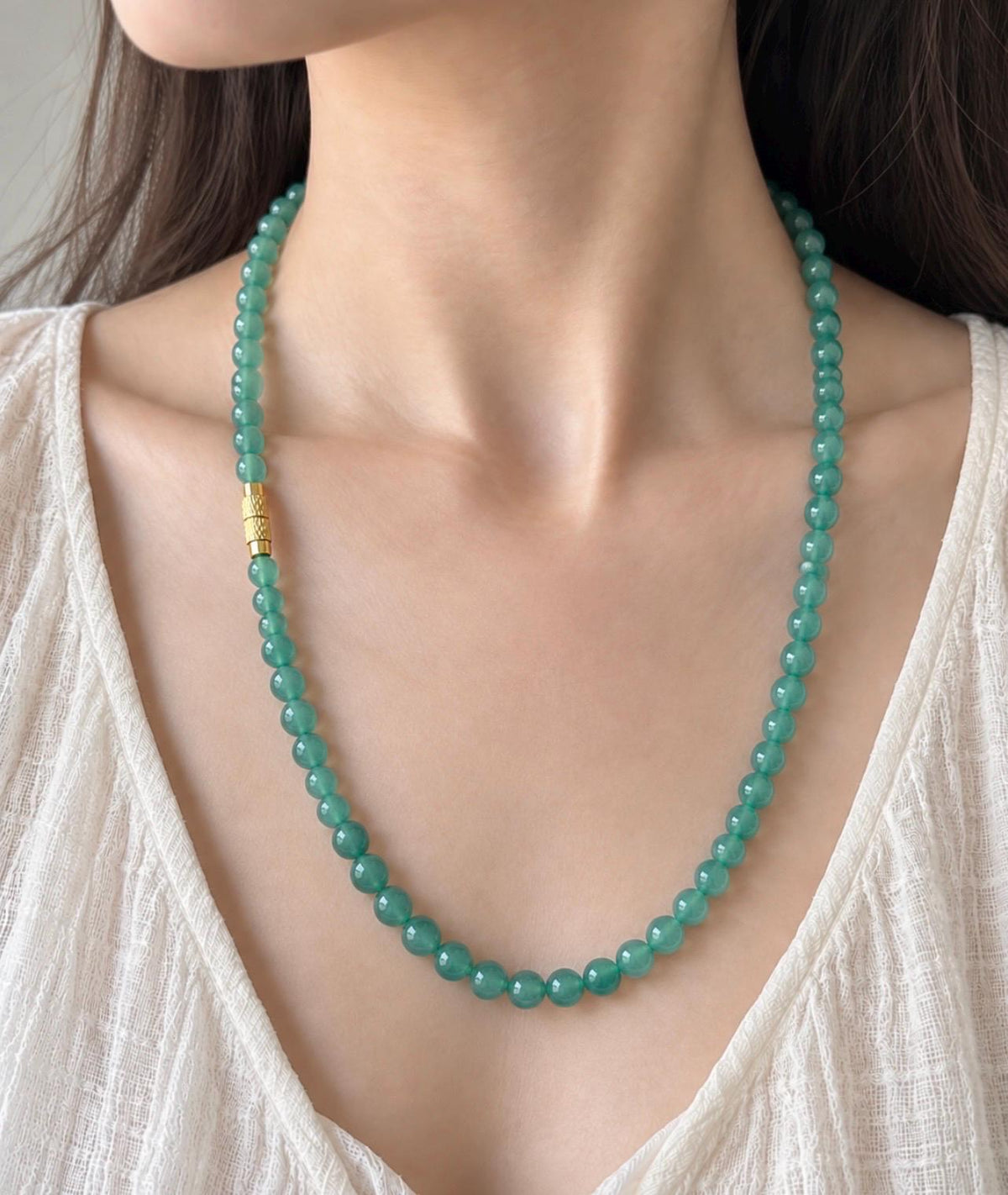 Natural Jadeite Beaded Stacked Bracelet/Necklace Jewelry Guatemalan Type A Highly Translucent Icy Teal Blue Green Jade 5.8mm
