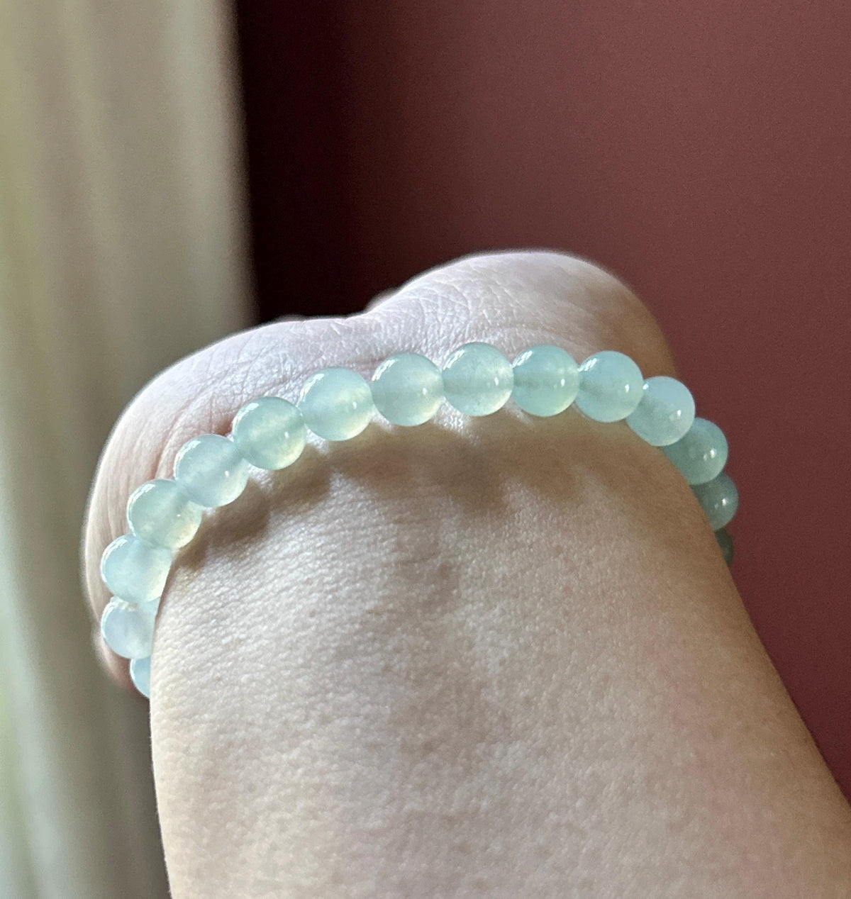 Natural Jadeite Beaded Bracelet, Burmese Type A Highly Translucent Icy Gradient Multicolor - Green & White Jade Beads, 7mm