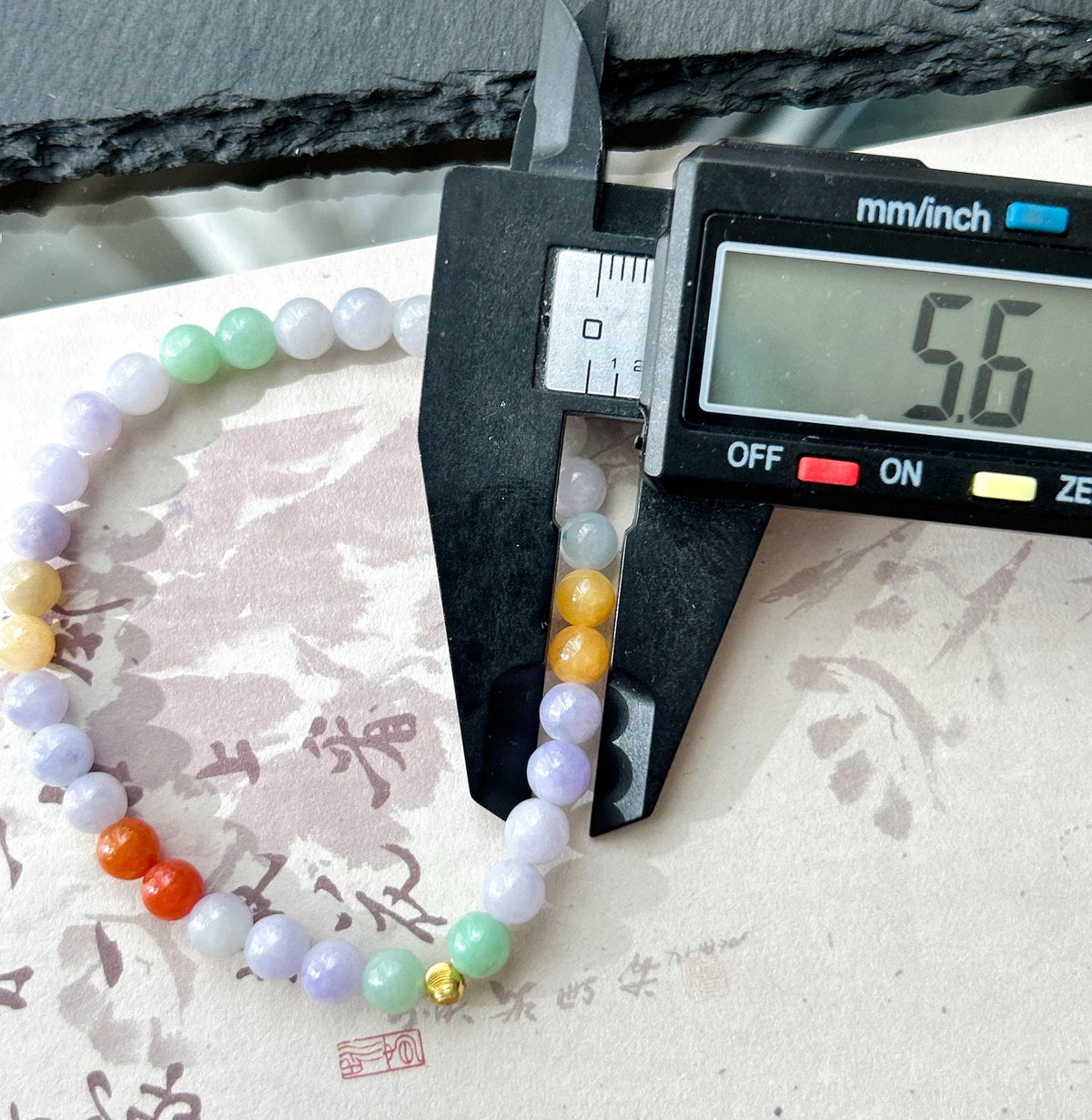 Natural Jadeite Beaded Bracelet, Burmese Type A Glutinous Lavender & Candy Multicolor Jade, 5.6mm